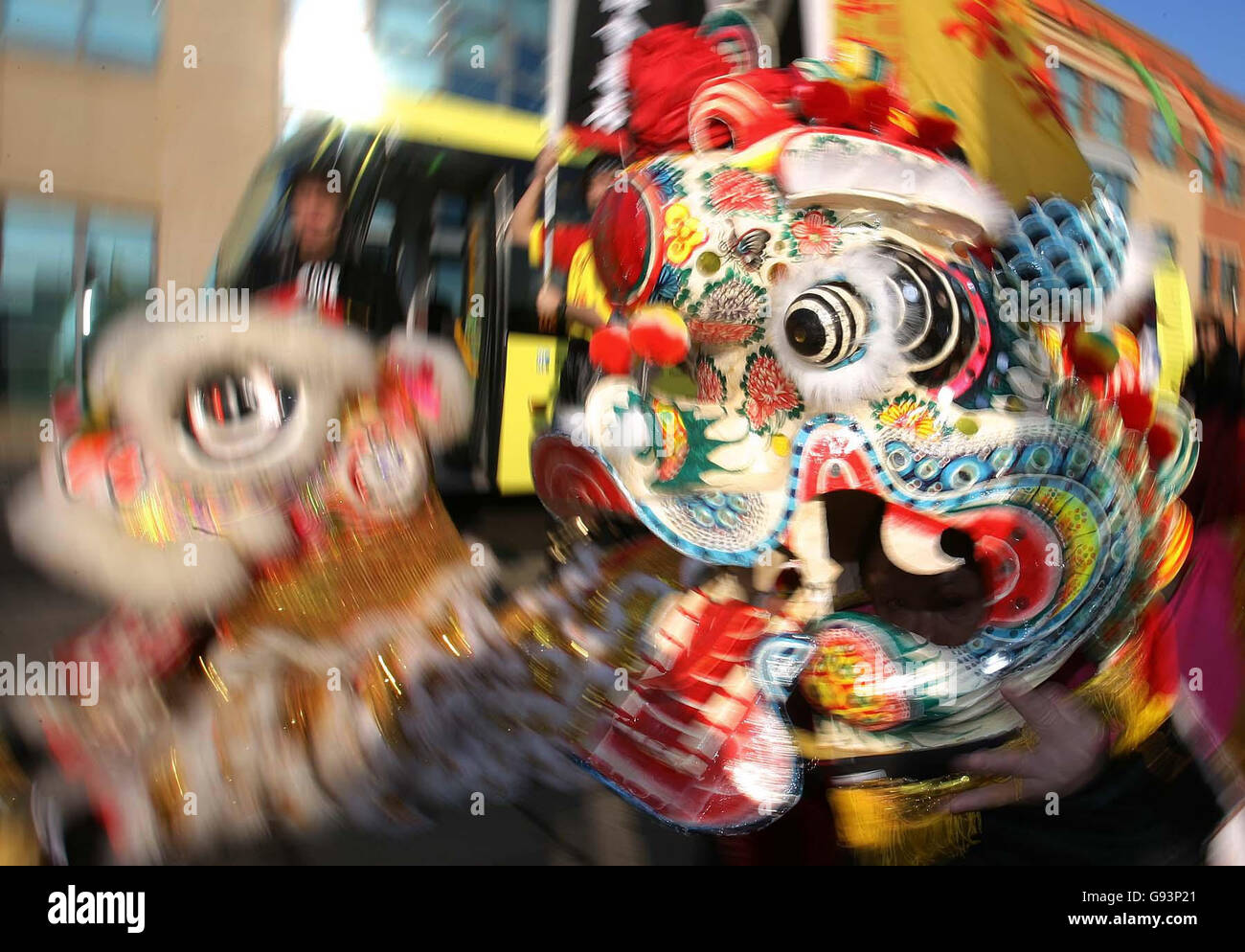 Members of the Chinese community rehearse in Newcastle, Tuesday January 24, 2006, ahead of Sunday's Chinese New Year festivities. PRESS ASSOCIATION photo. Photo credit should read: Owen Humphreys/PA. Stock Photo