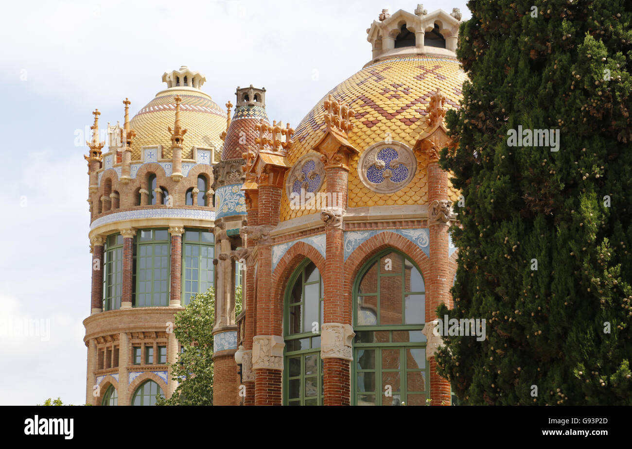 Hospital of the Holy Cross and Saint Paul. Built 1901-1930. Designed by modernist architect Lluis Domenech i Montaner (1850-1923 Stock Photo