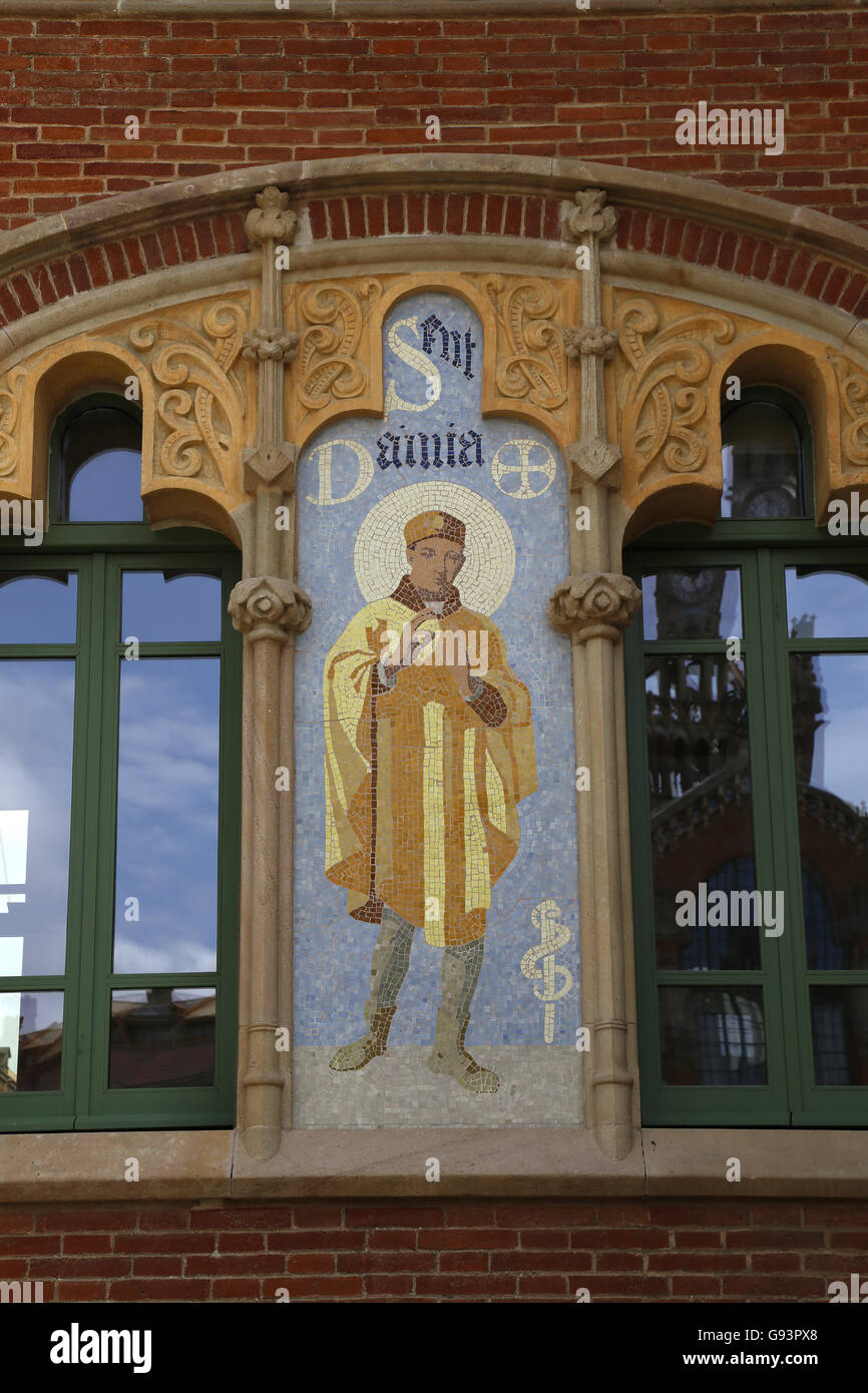 Hospital of the Holy Cross and Saint Paul. Built 1901-1930. Designed by modernist architect Lluis Domenech i Montaner. St Damian Stock Photo