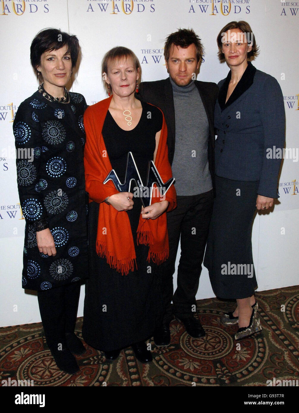 Winners of the Theatre Award (for 'Mary Stuart', L-R) Harriet Walter, Phyllida Lloyd and Janet McTeer with guest presenter Ewan McGregor at the 10th annual South Bank Show Awards, rewarding excellence in everything from opera to pop music and literature to visual art, at the Savoy, central London, Friday 27 January 2006. PRESS ASSOCIATION Photo. Photo credit should read: Steve Parsons/PA Stock Photo