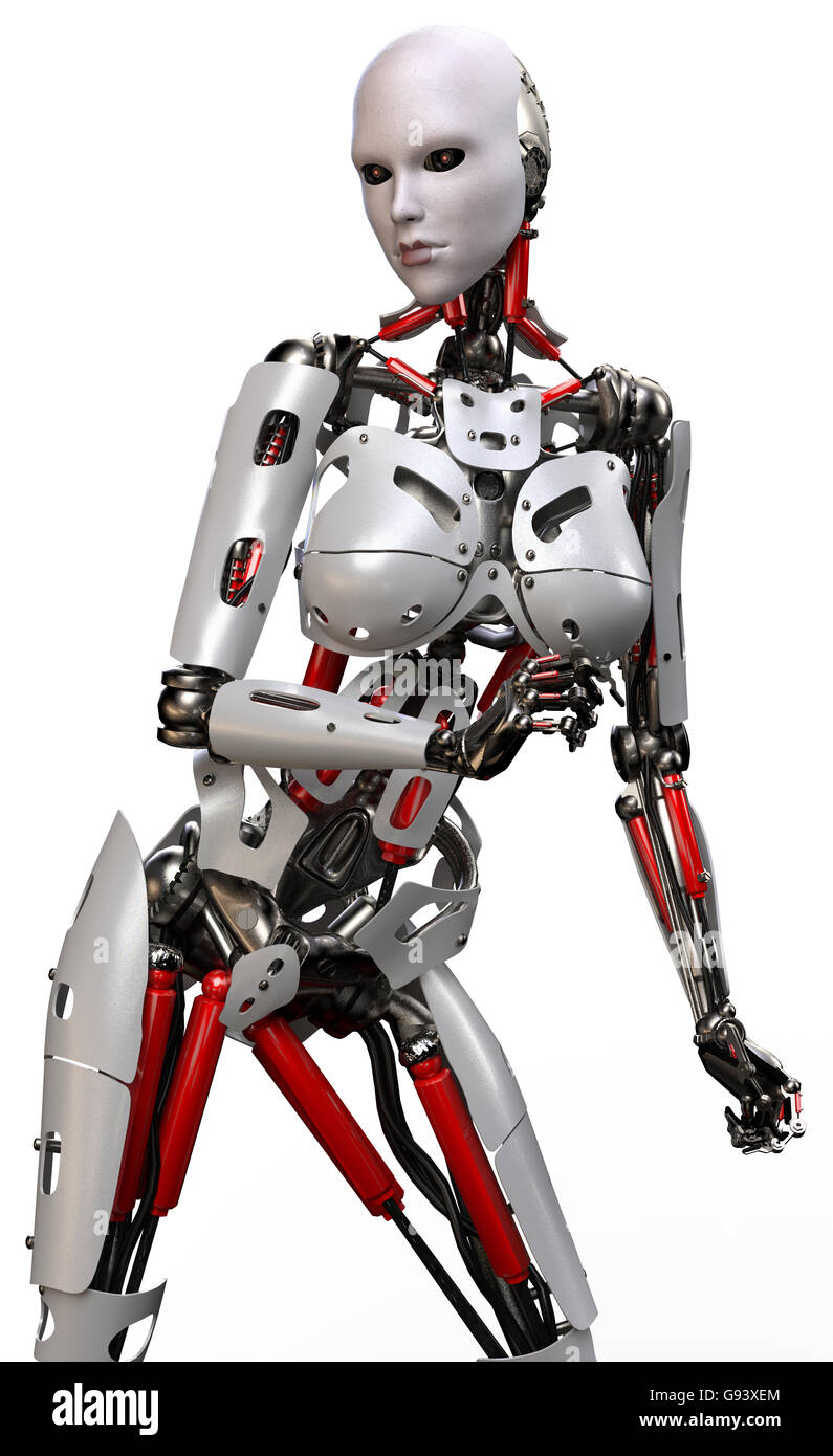 robot woman posing like a model Stock Photo