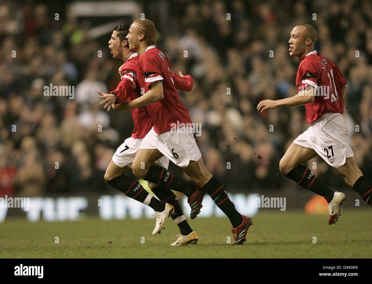 MANCHESTER, UNITED KINGDOM - APRIL 13: Cristiano Ronaldo of Manchester  United celebrates scoring his teams open…