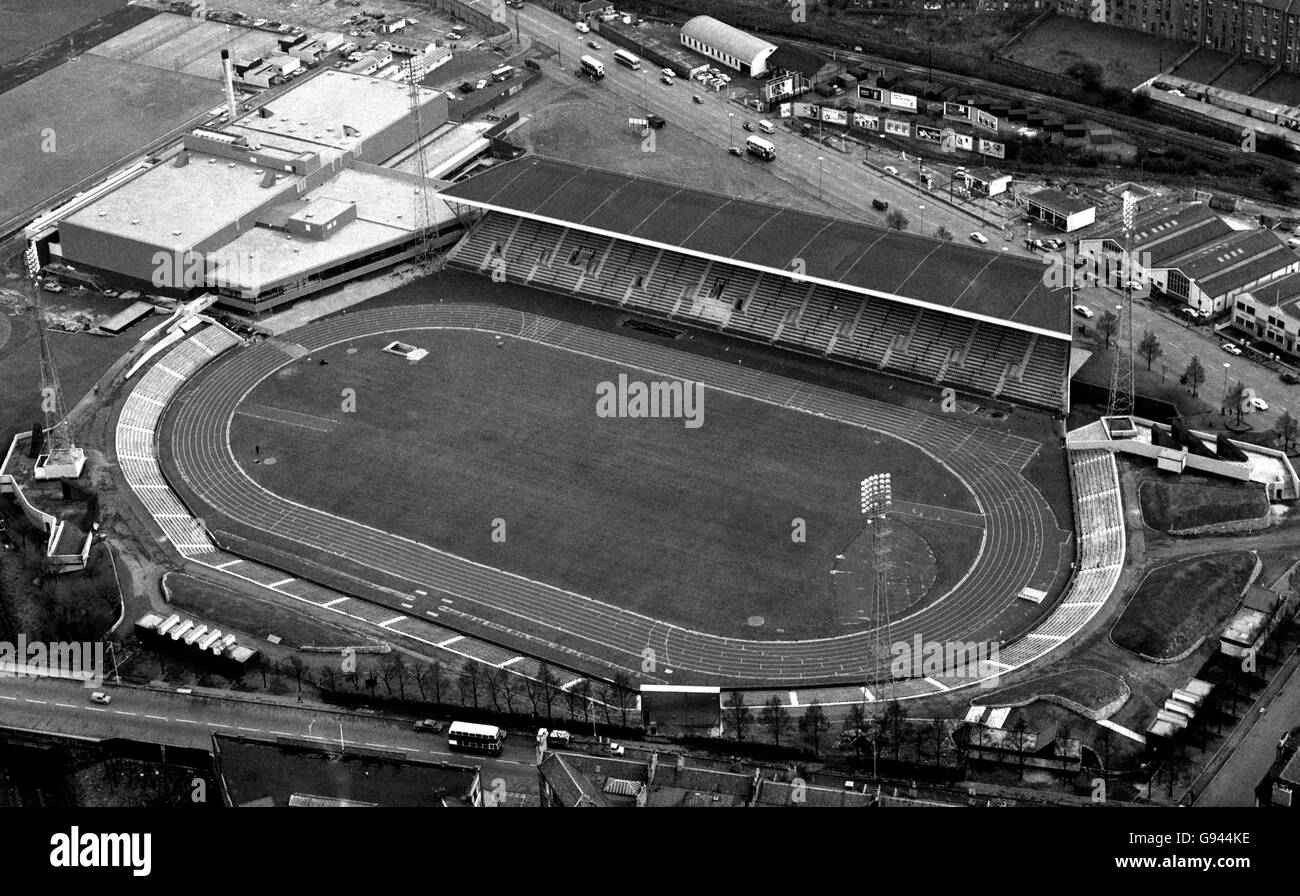 Shown here from the air the athletic's stadium at Edinburgh's Meadowbank Sports Centre, one of