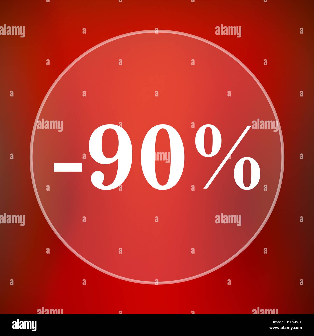90 percent discount icon. Internet button on red background Stock Photo ...