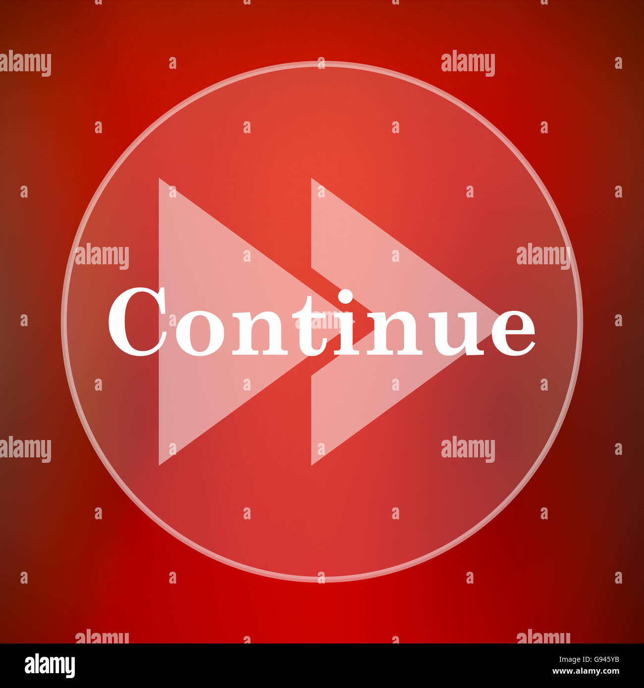Continue icon. Internet button on red background Stock Photo - Alamy