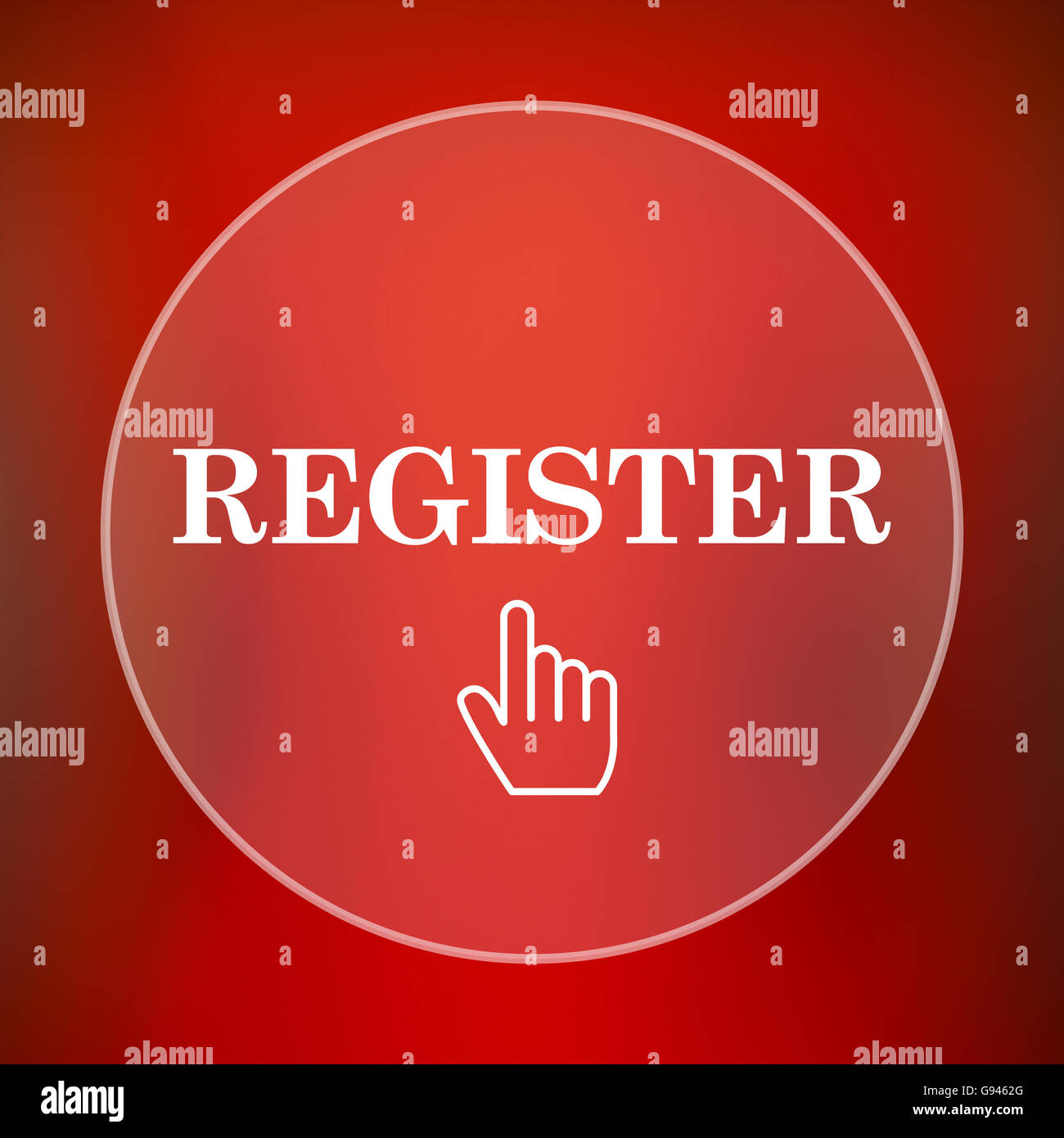 Register icon. Internet button on red background Stock Photo - Alamy