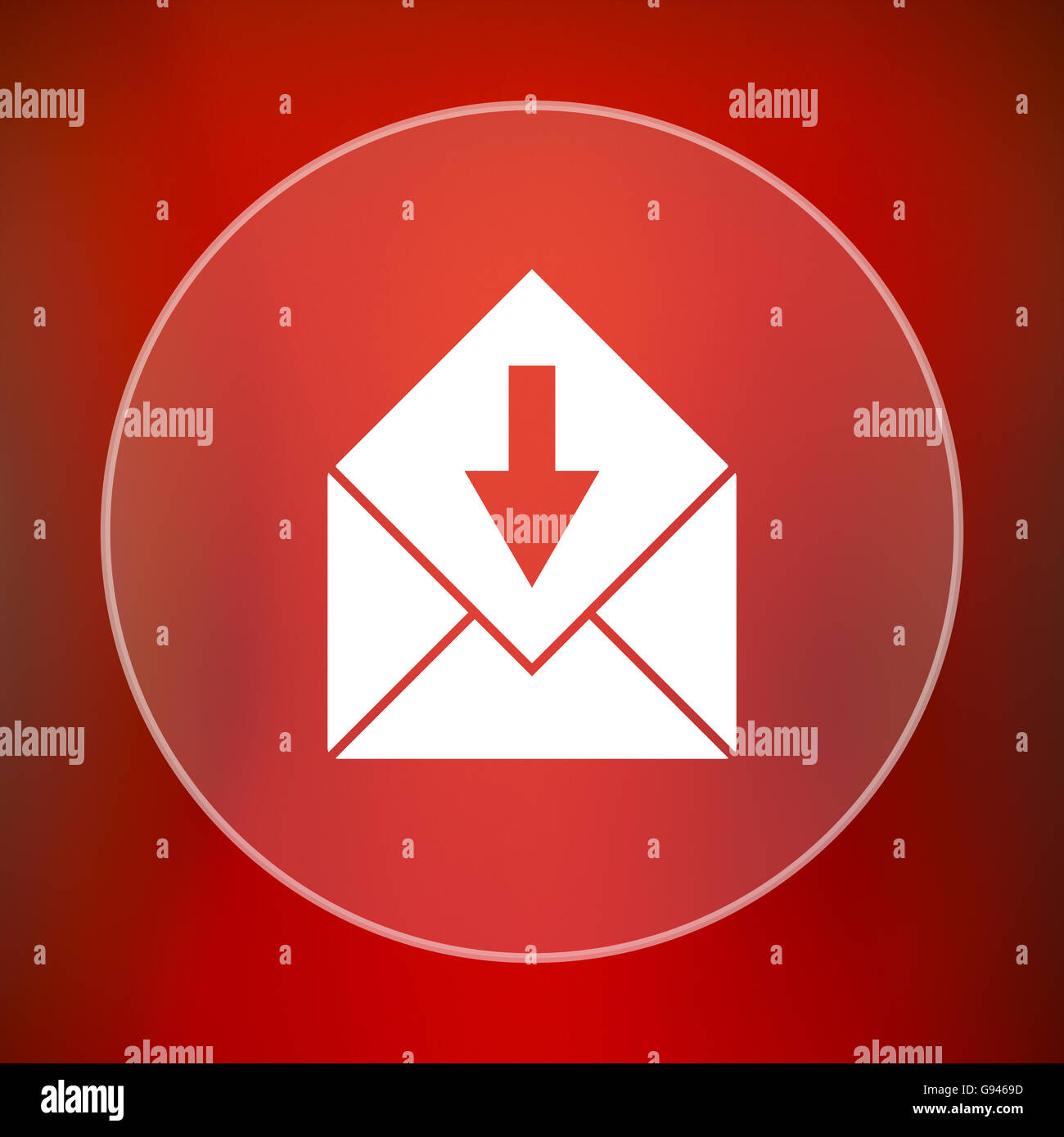 Receive e-mail icon. Internet button on red background Stock Photo - Alamy