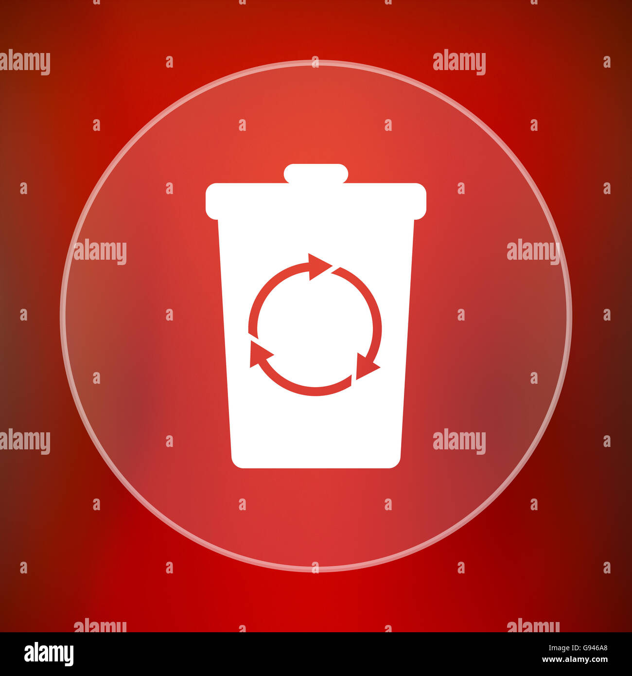 Recycle bin icon. Internet button on red background Stock Photo - Alamy