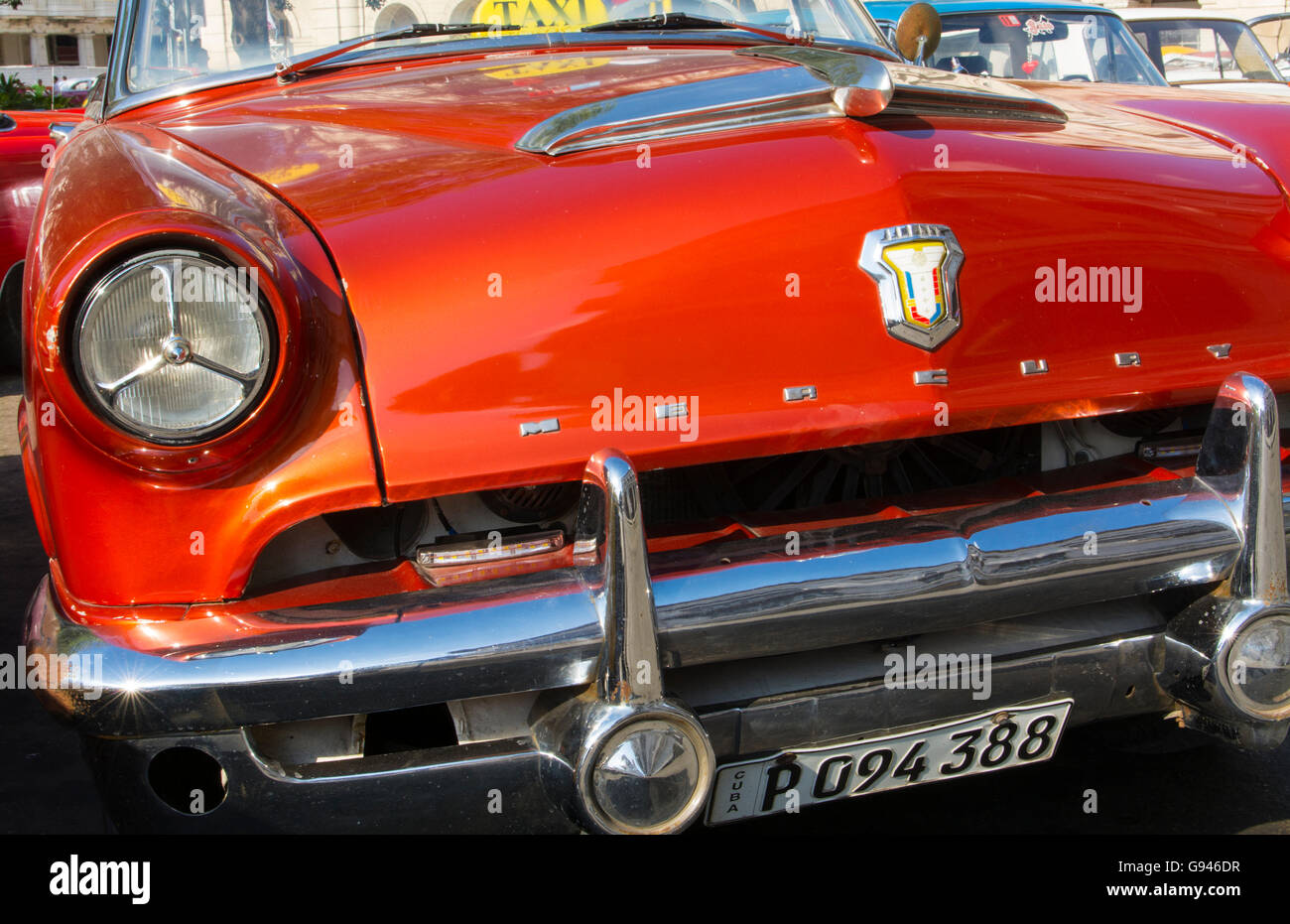 Havana Cuba closeup of classic auto car from the 1950's colorful special vehicle Stock Photo