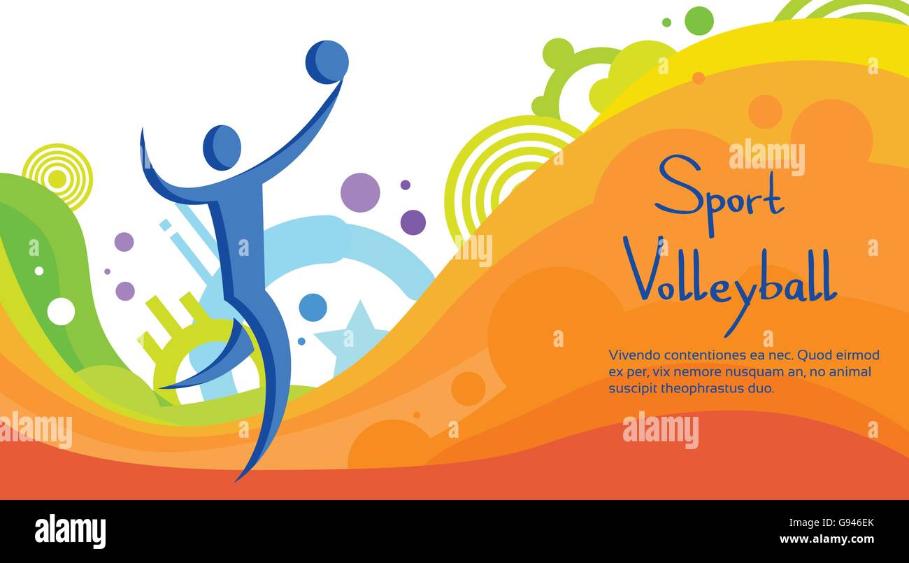 Volleyball Athlete Sport Competition Colorful Banner Stock Vector