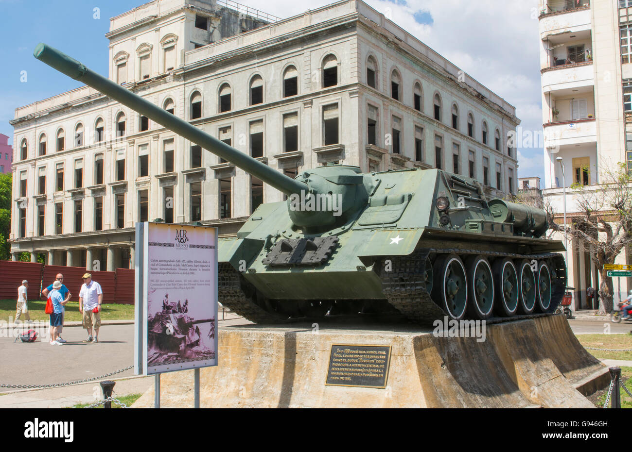 Havana Cuba Revolution Museum tank from wars in front of museum Stock Photo