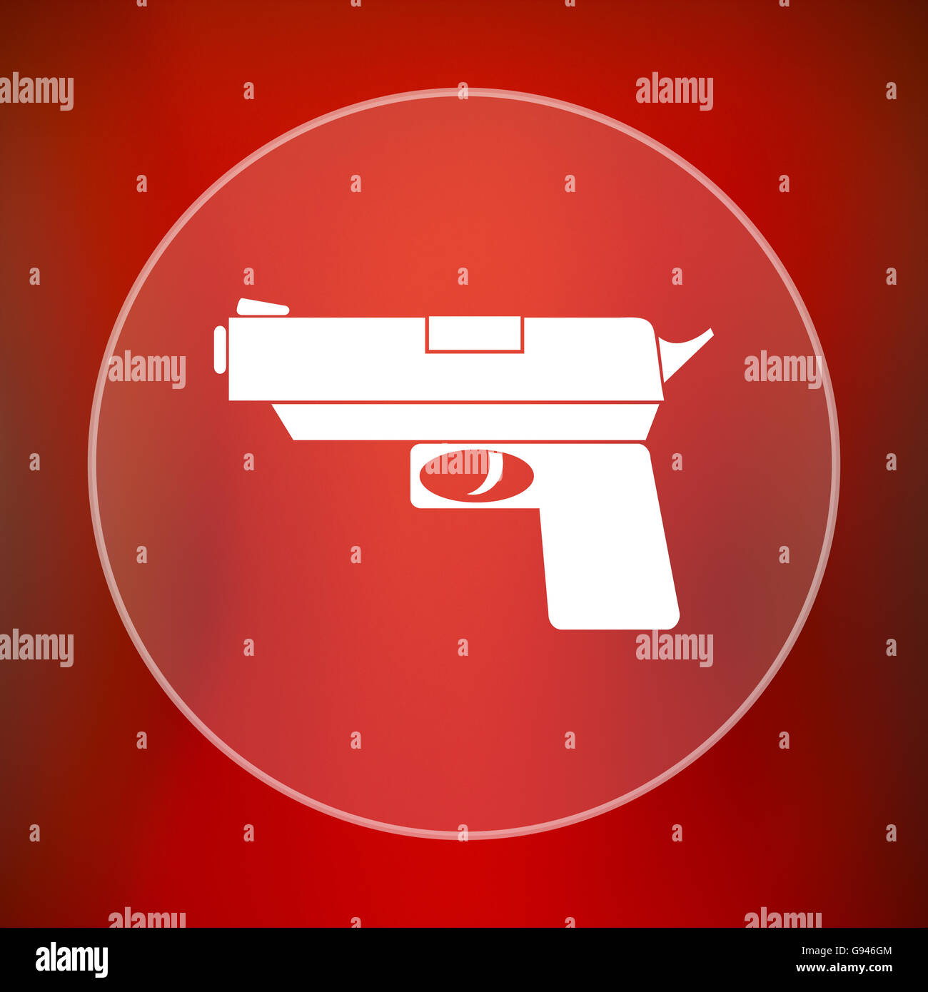 Gun icon. Internet button on red background Stock Photo - Alamy