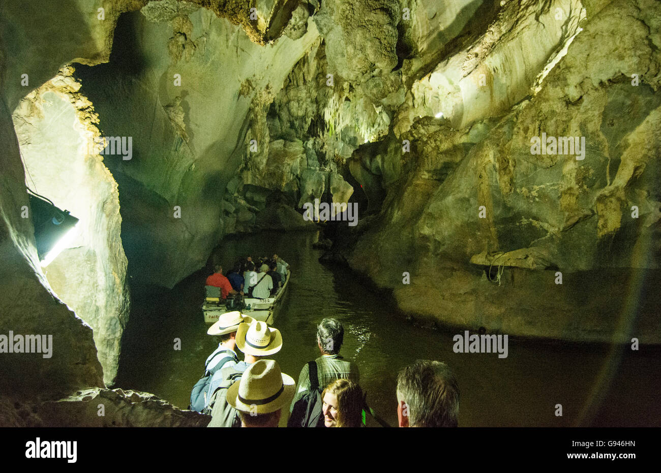 Vinales Cuba huge Cueva del Indio caves underground tourist attraction and boats Stock Photo