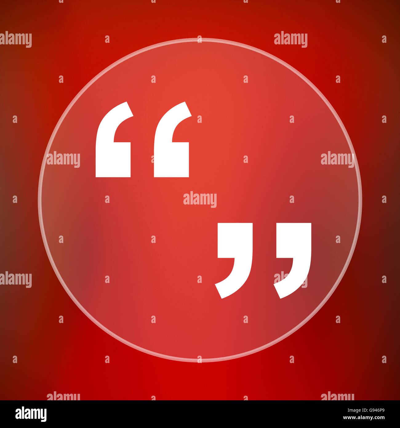 Quotation marks icon. Internet button on red background Stock Photo - Alamy