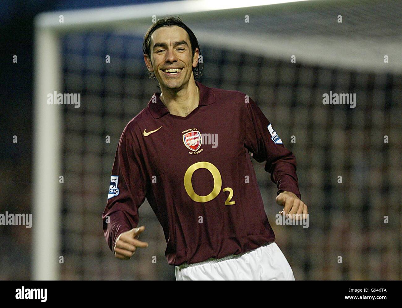 Soccer - FA Barclays Premiership - Arsenal v Middlesbrough - Highbury. Arsenal's Robert Pires smiles after his goal is ruled out for offside Stock Photo