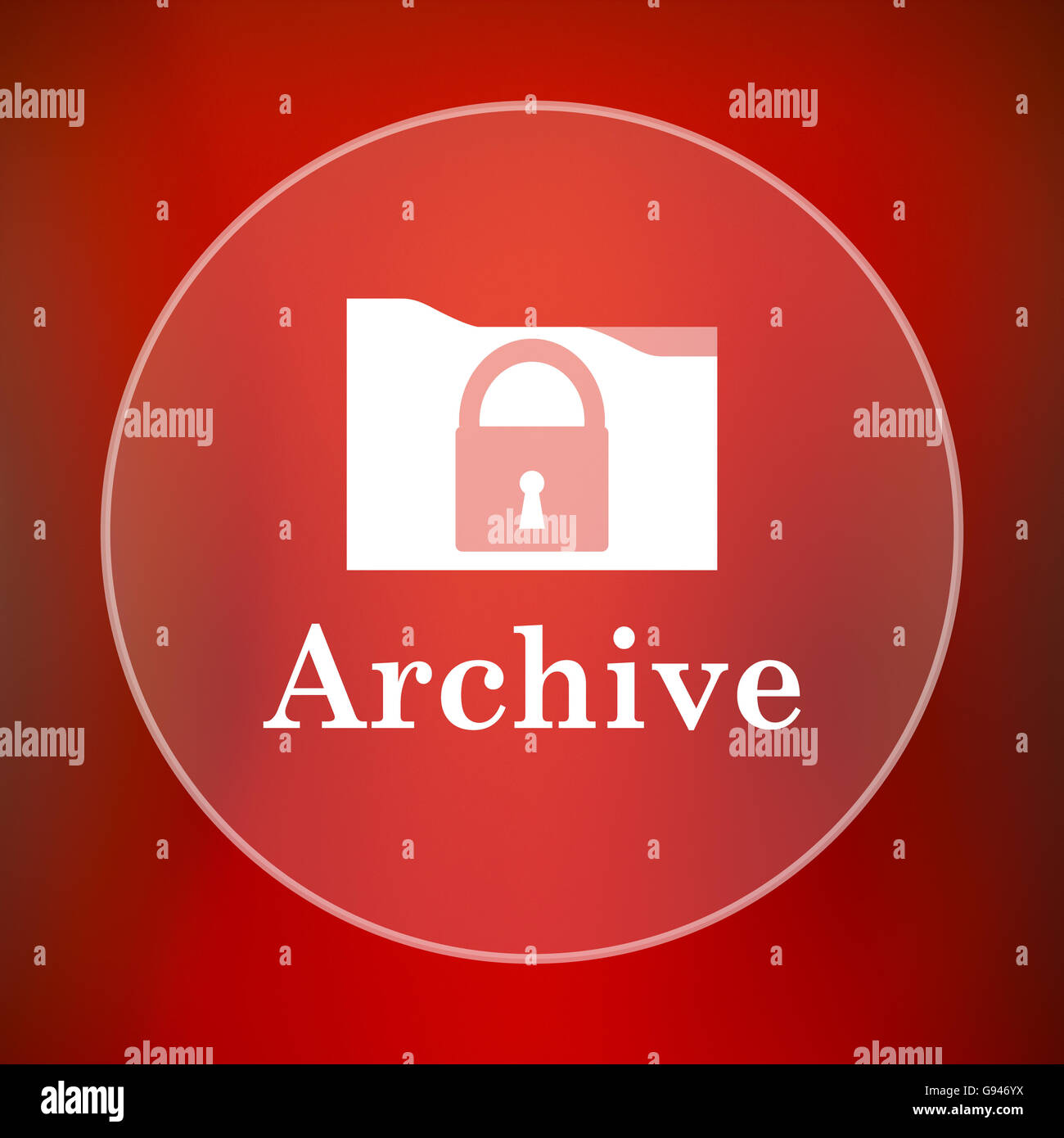 Archive icon. Internet button on red background Stock Photo - Alamy