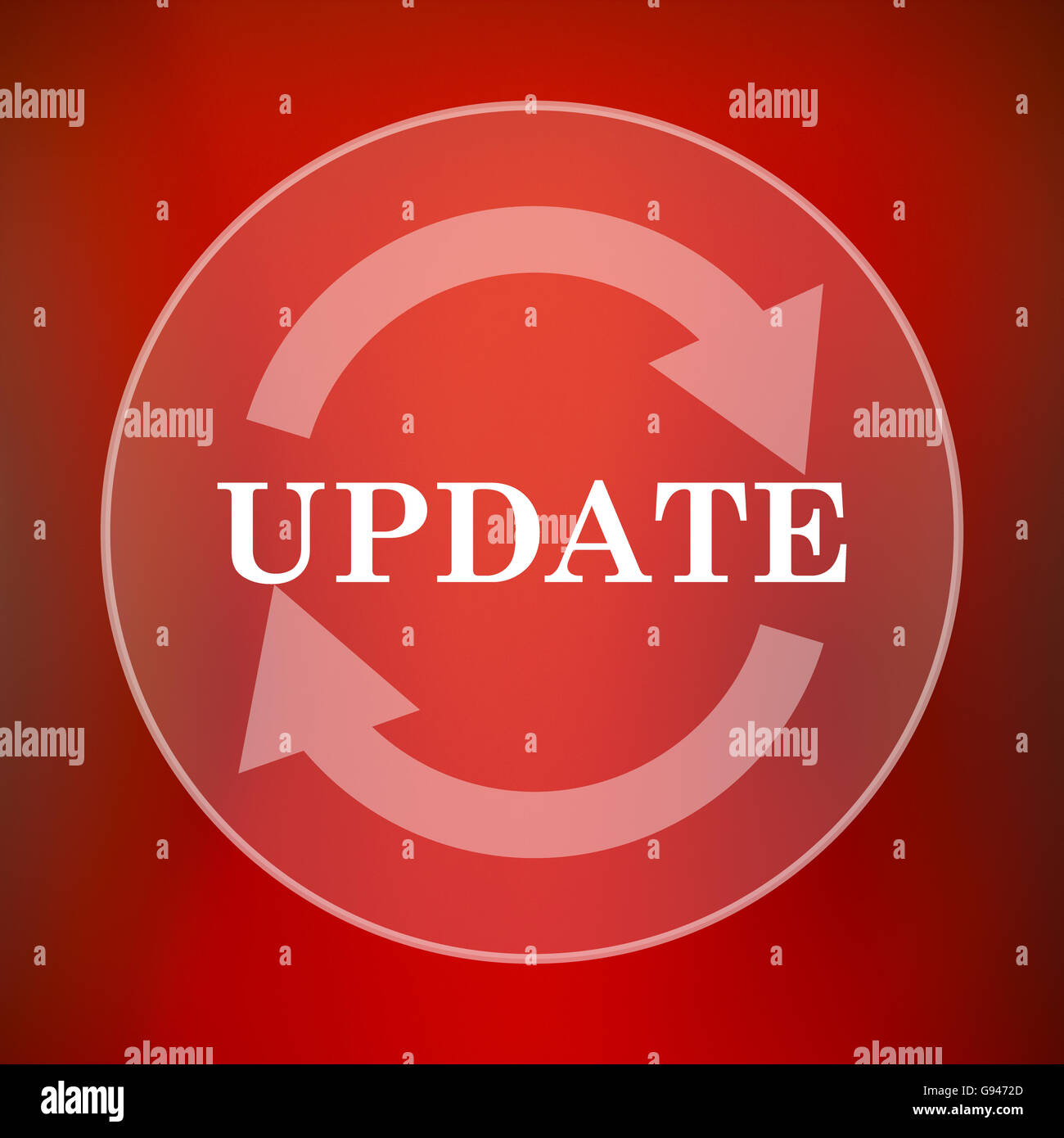 Update icon. Internet button on red background Stock Photo - Alamy