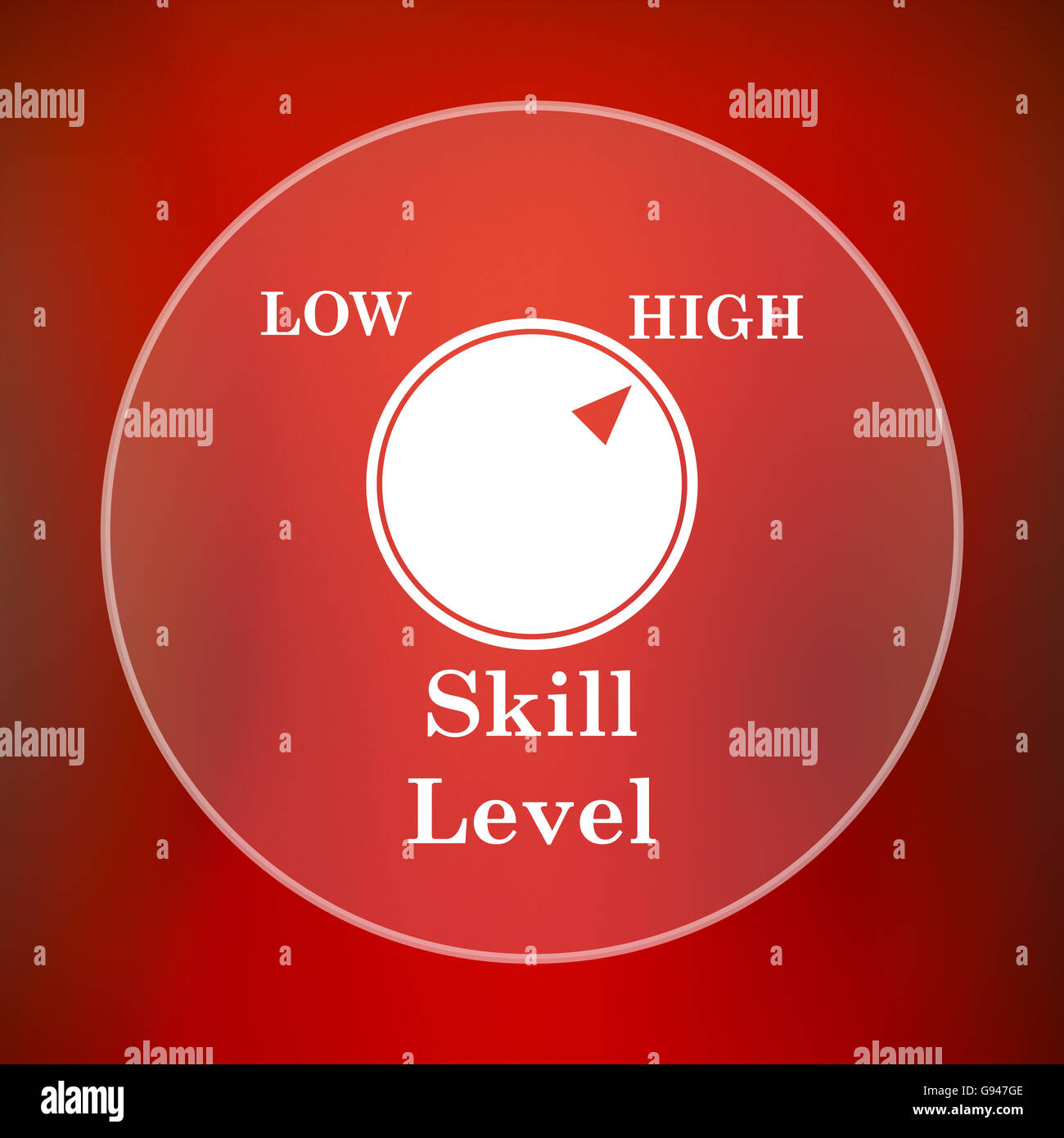 Skill level icon. Internet button on red background Stock Photo - Alamy