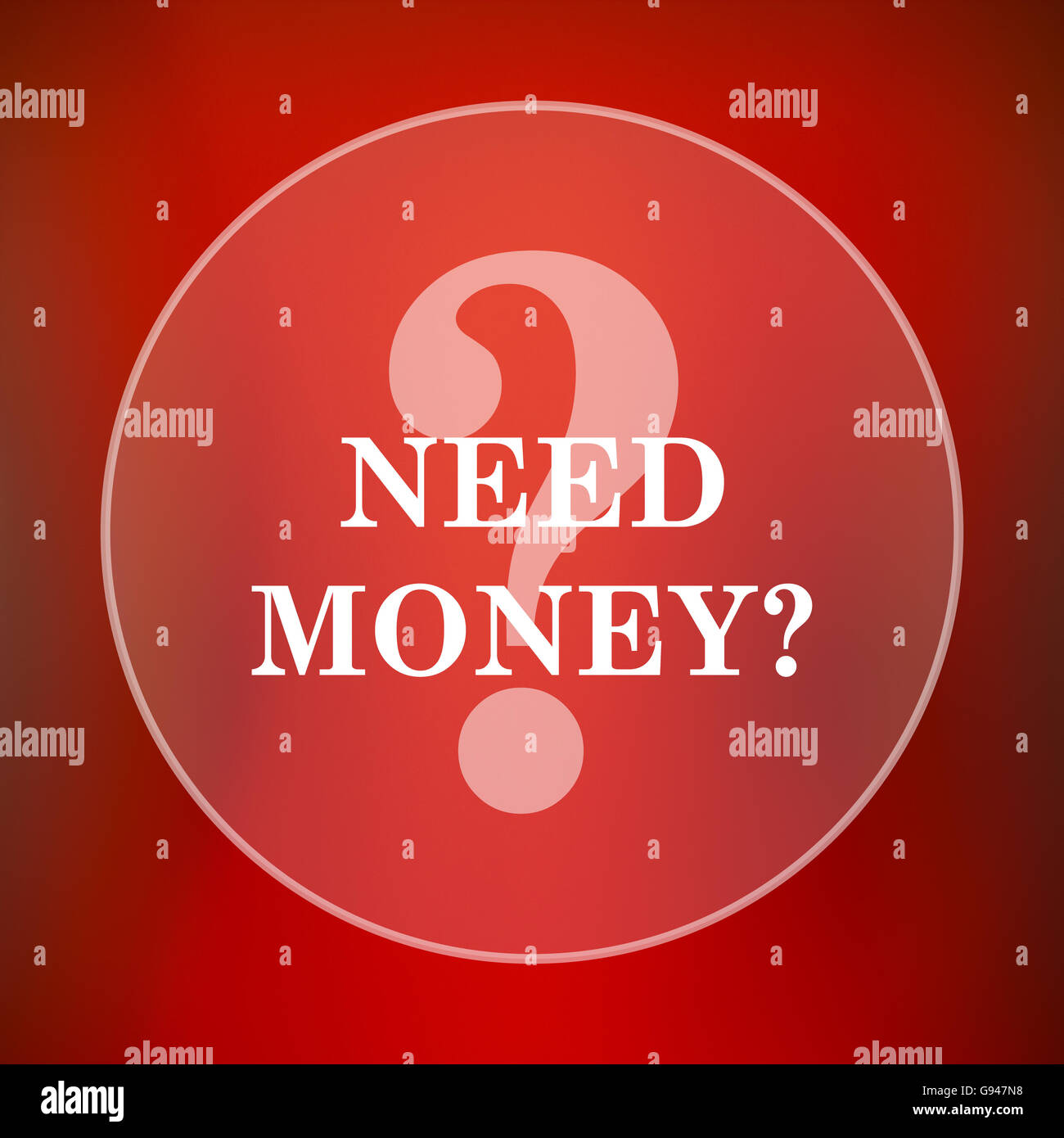 Need money icon. Internet button on red background Stock Photo - Alamy