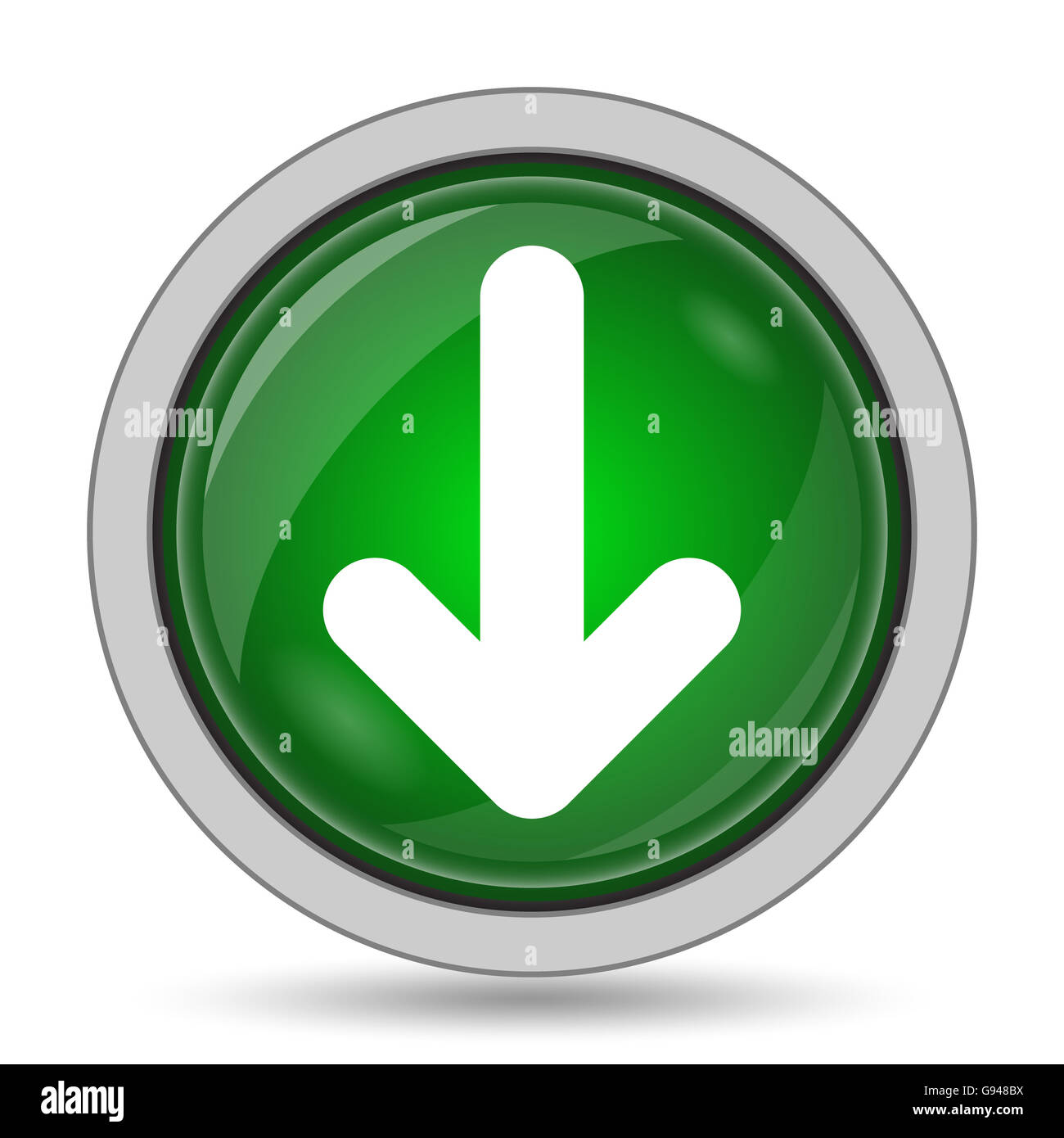 Down arrow icon. Internet button on white background Stock Photo - Alamy
