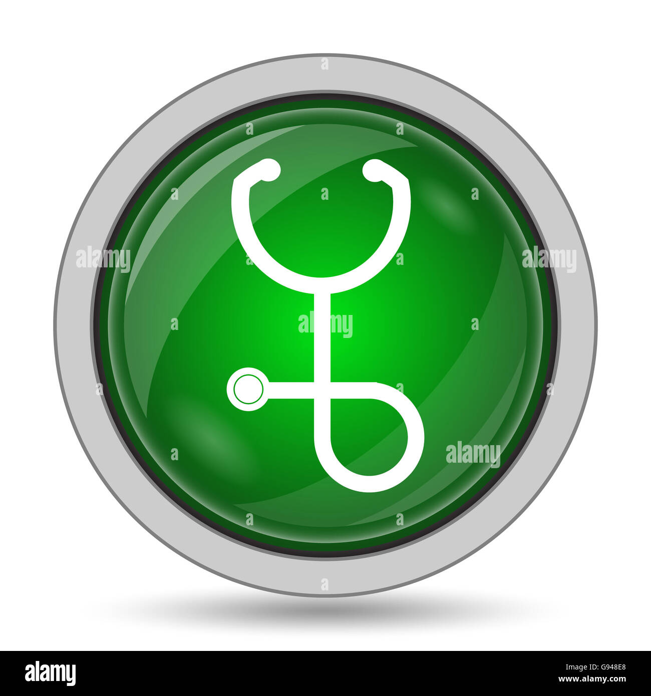Stethoscope icon. Internet button on white background Stock Photo - Alamy