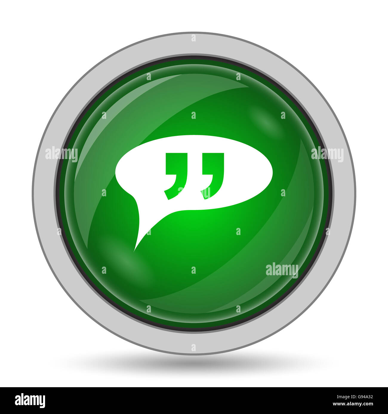 Double quotes icon. Internet button on white background Stock Photo - Alamy