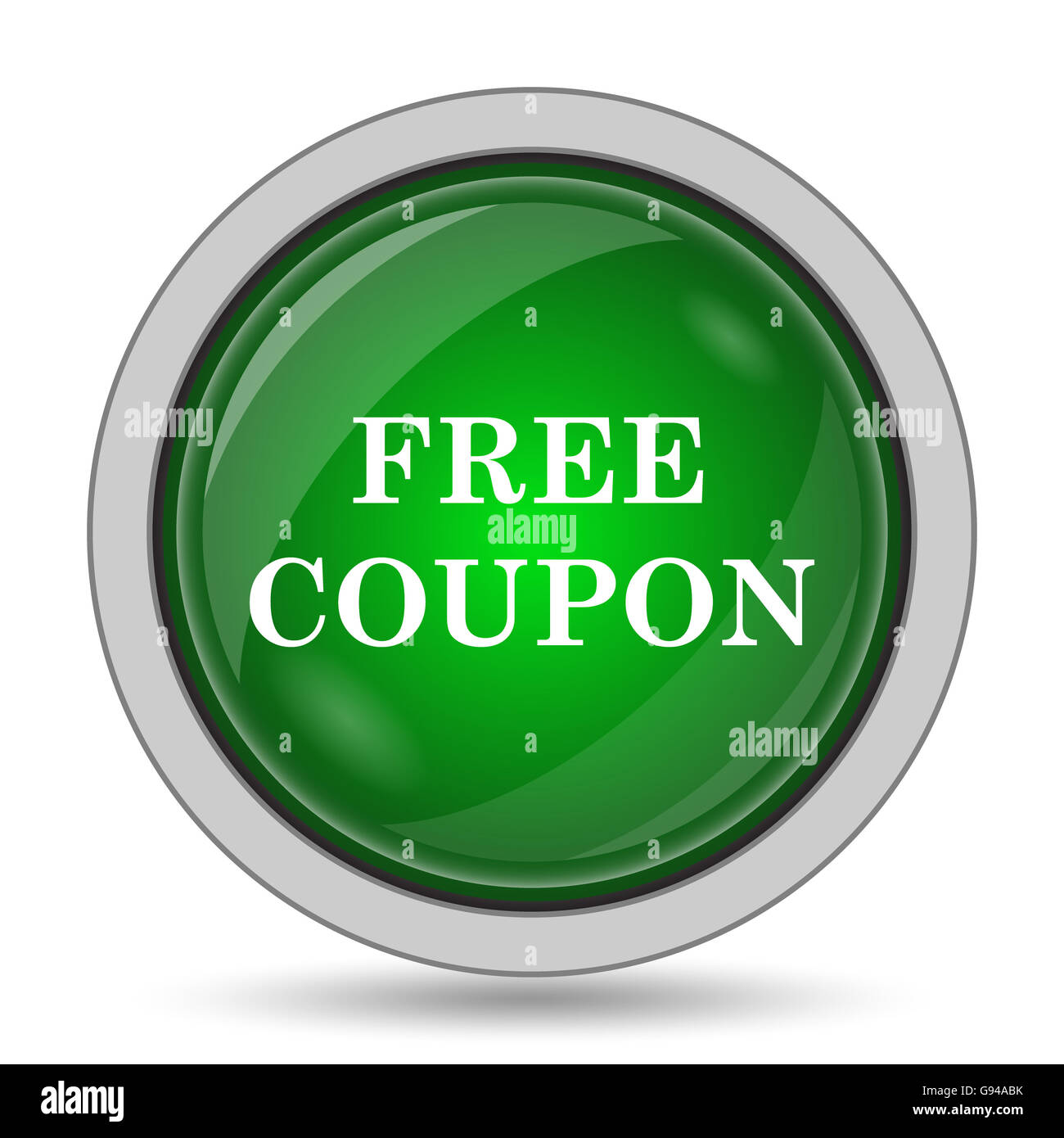 Free coupon icon. Internet button on white background. Stock Photo