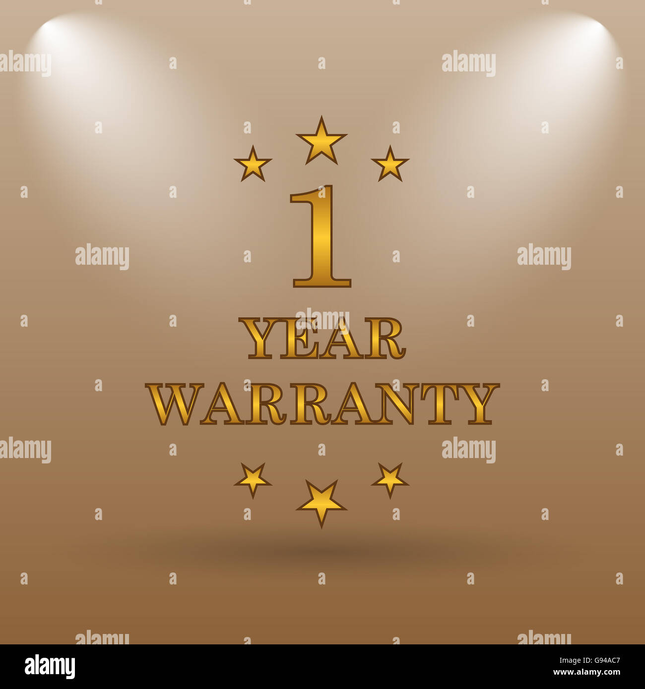 1 year warranty icon. Internet button on brown background Stock Photo ...