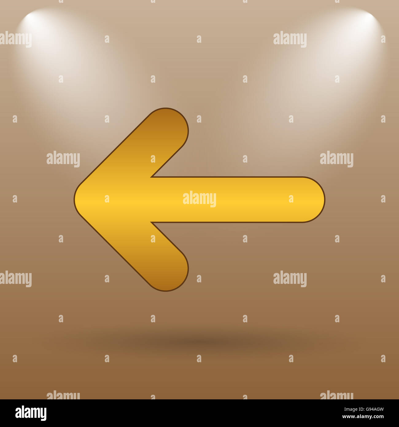 Left arrow icon. Internet button on brown background Stock Photo - Alamy