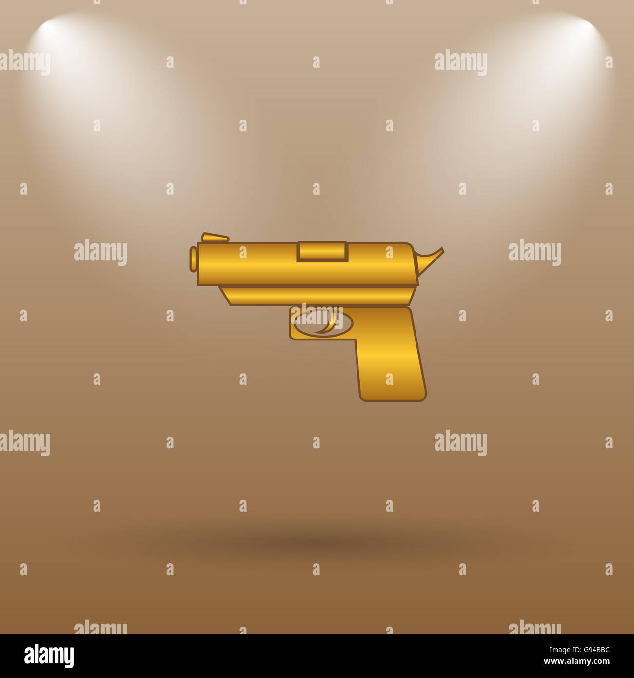 Gun icon. Internet button on brown background Stock Photo - Alamy