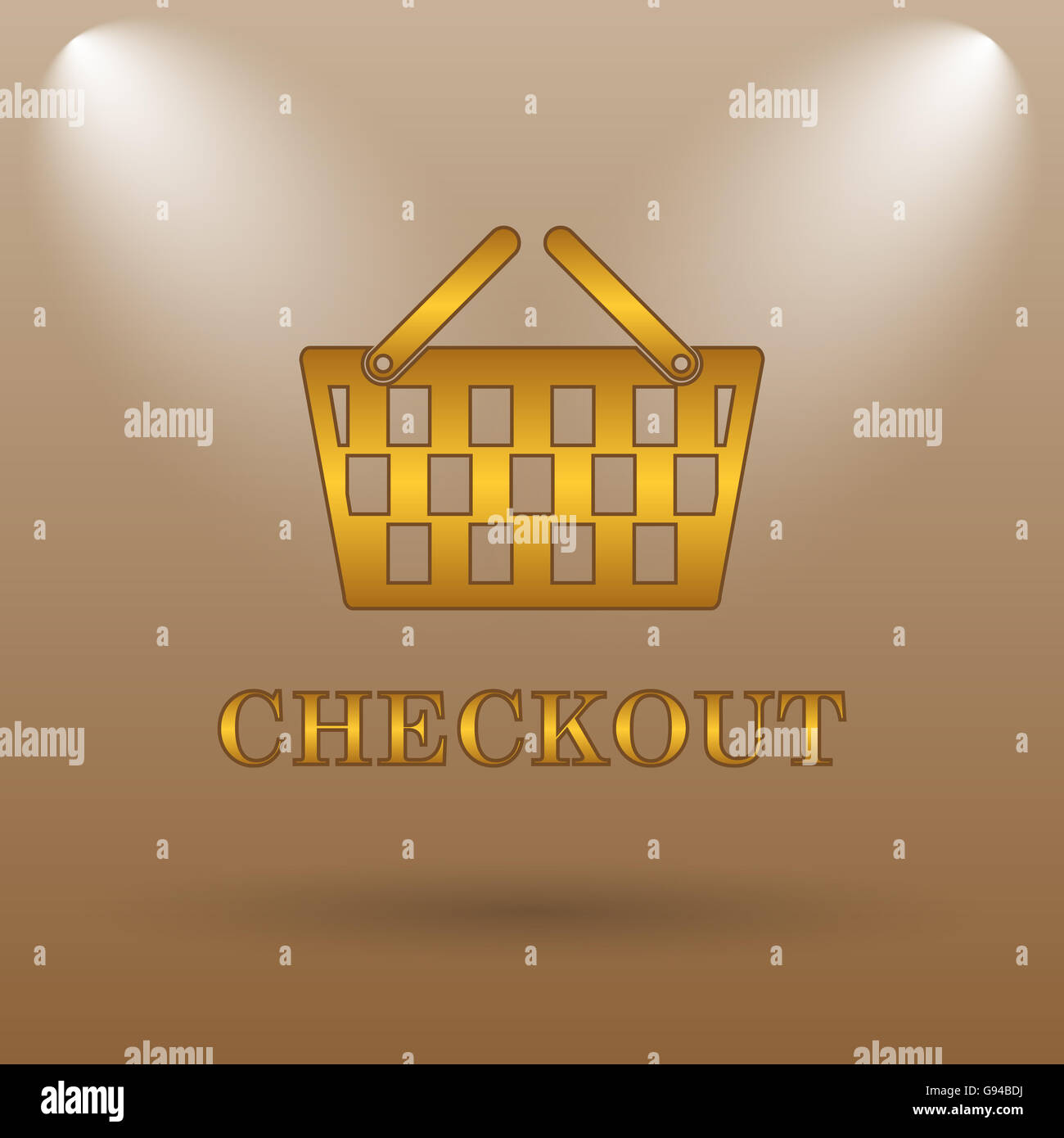 Checkout icon. Internet button on brown background Stock Photo - Alamy