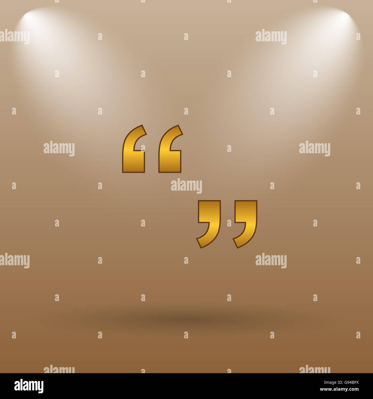 Quotation marks icon. Internet button on brown background Stock Photo ...