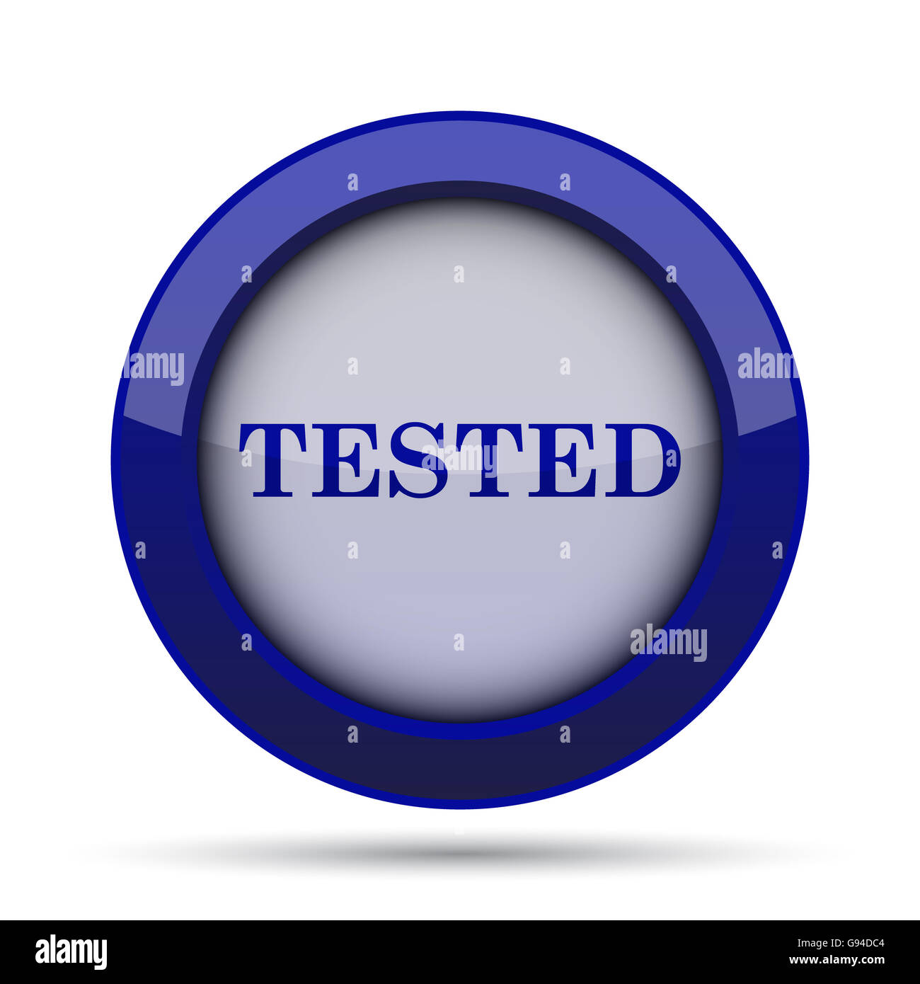 Tested icon. Internet button on white background Stock Photo - Alamy
