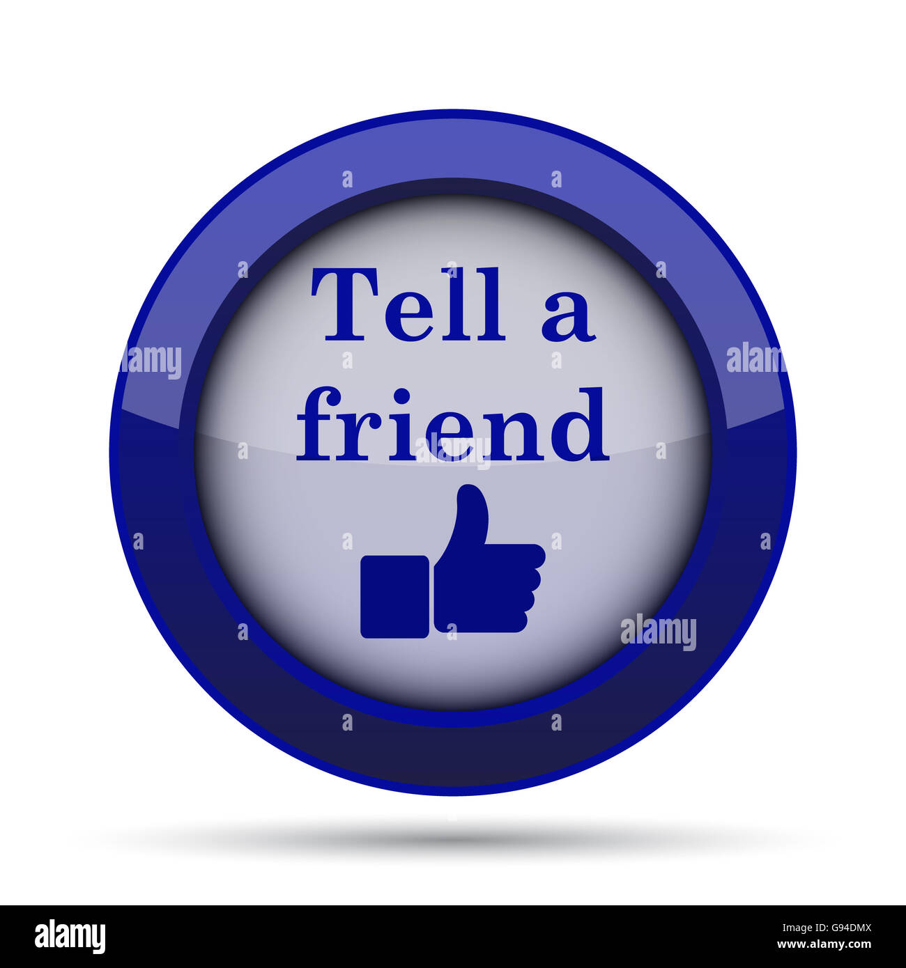 Tell a friend icon. Internet button on white background Stock Photo - Alamy