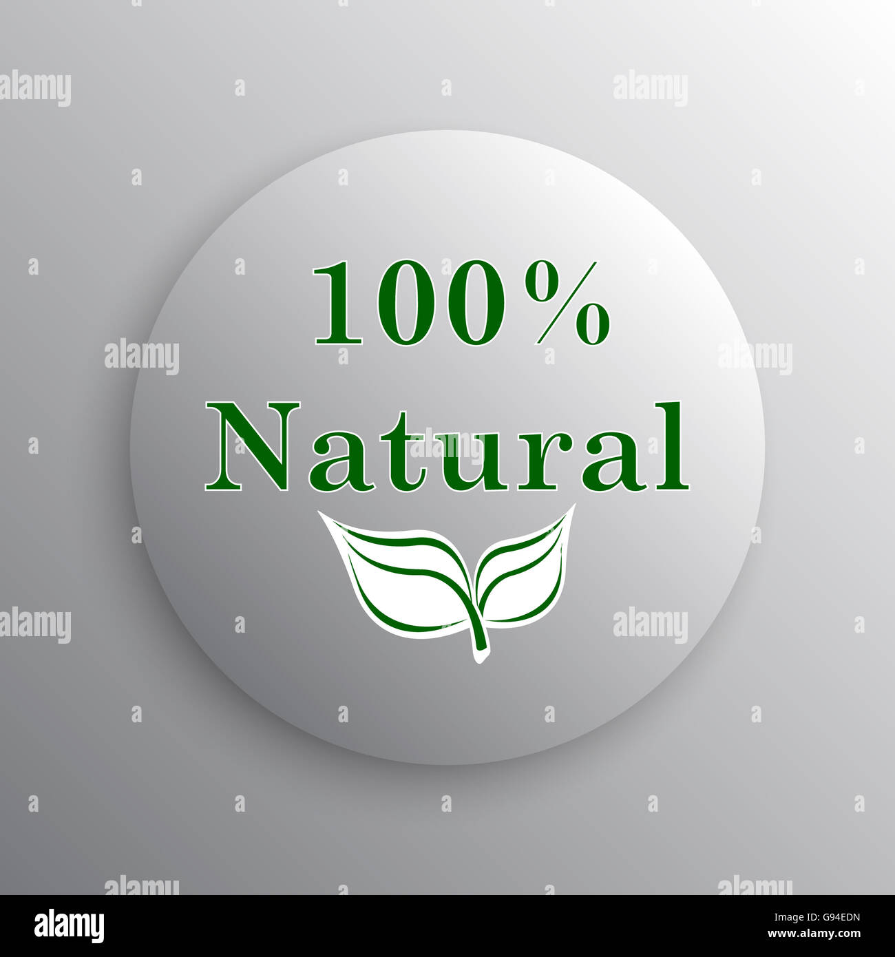 100 percent natural icon. Internet button on white background Stock ...