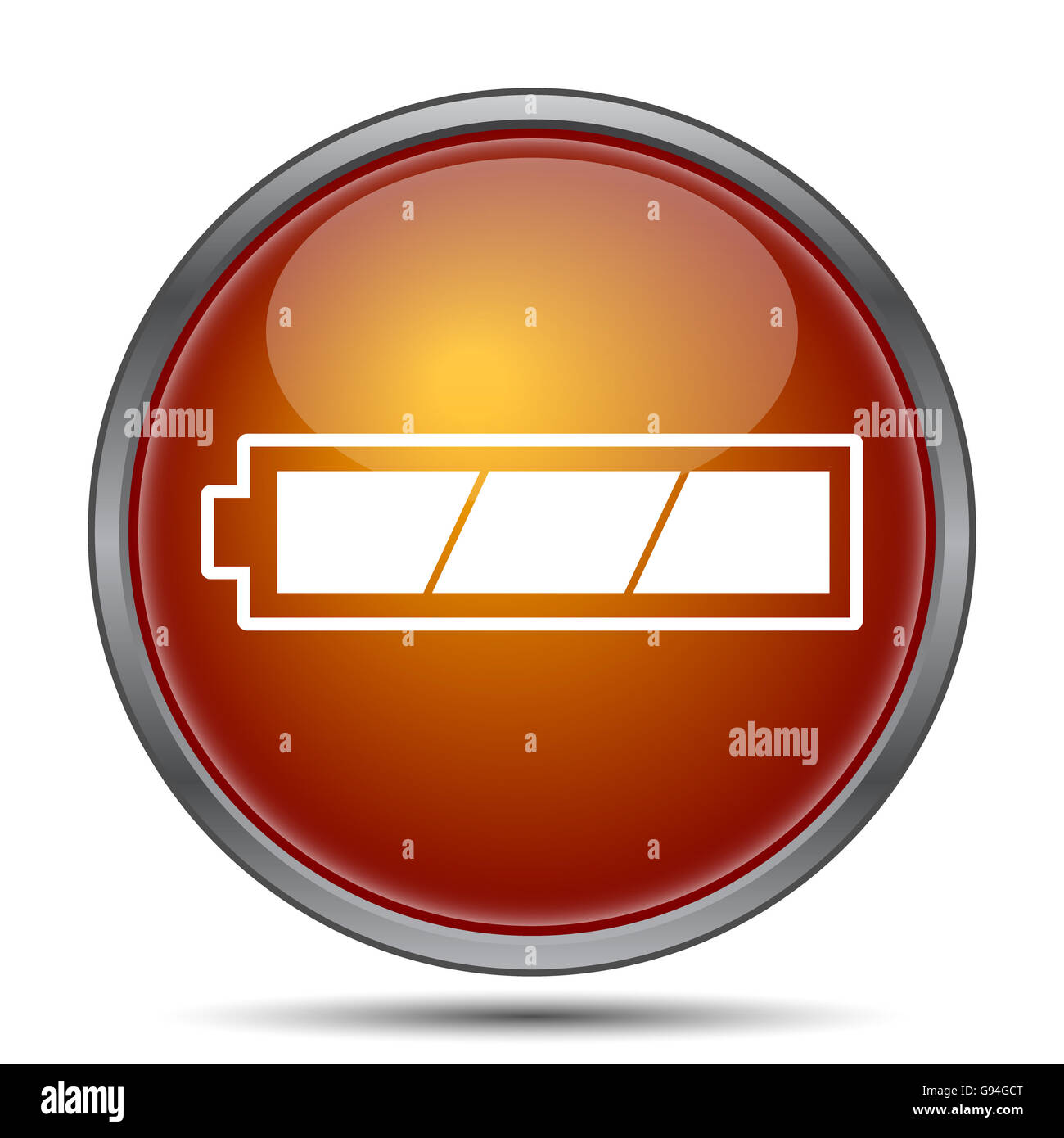 Fully charged battery icon. Internet button on white background Stock ...