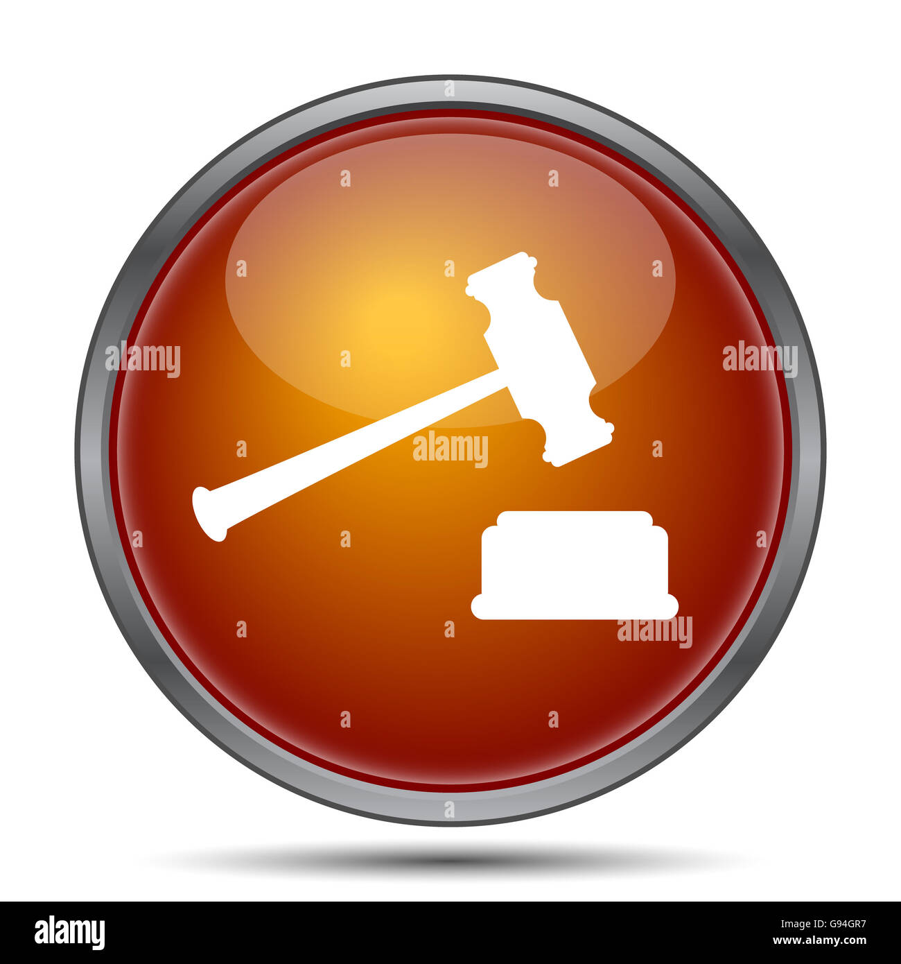 Judge hammer icon. Internet button on white background Stock Photo - Alamy
