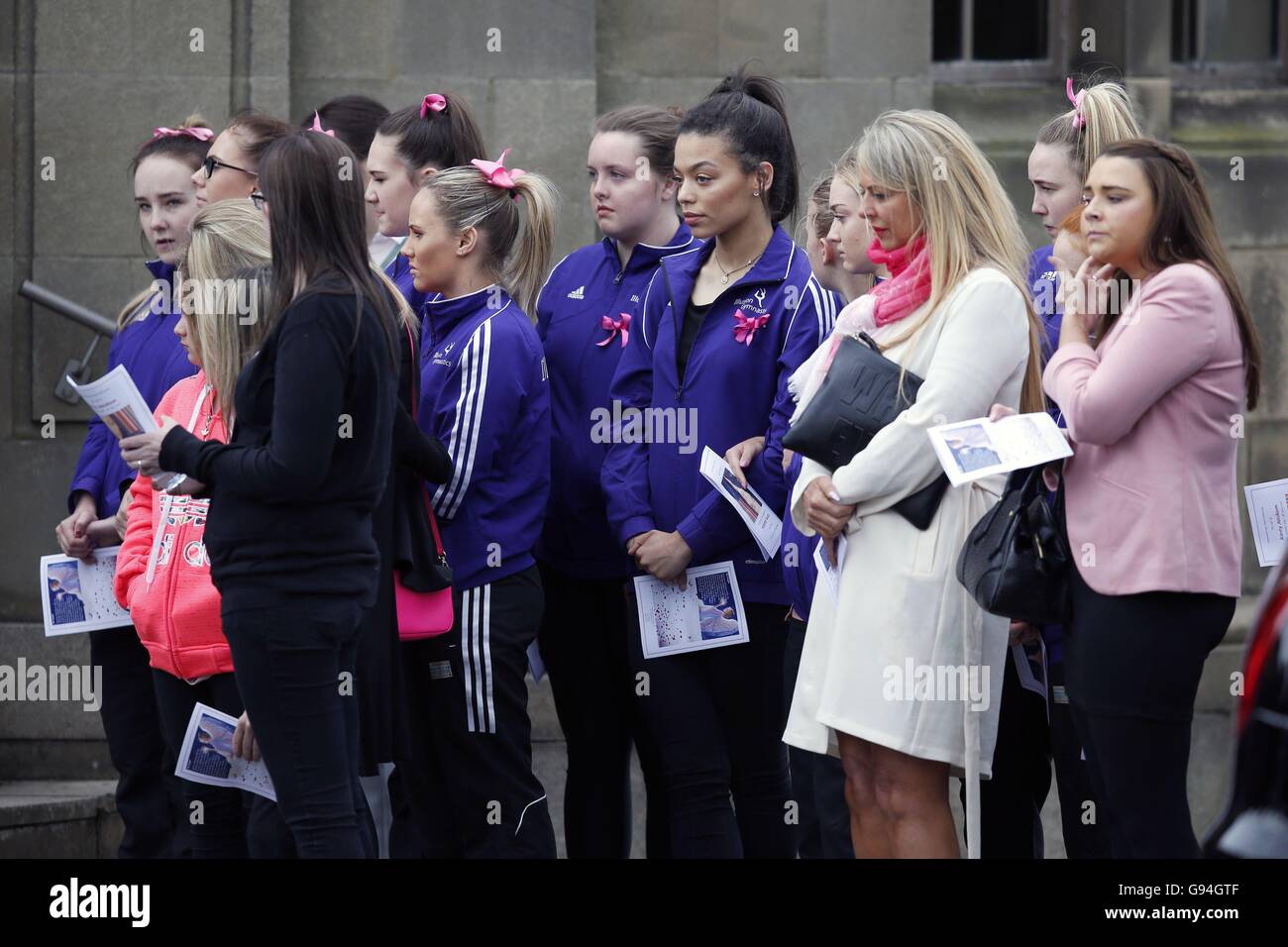 Mourners attend the funeral of Kirsty Aitchison, held at Daldowie