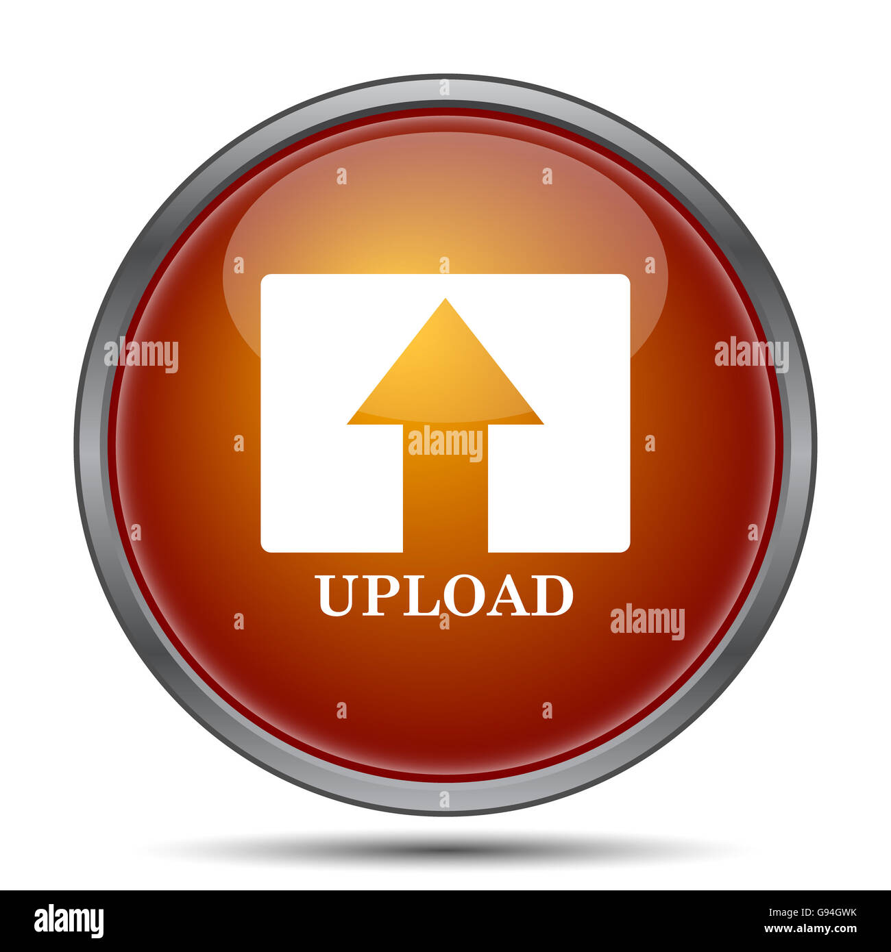 Upload icon. Internet button on white background. Stock Photo