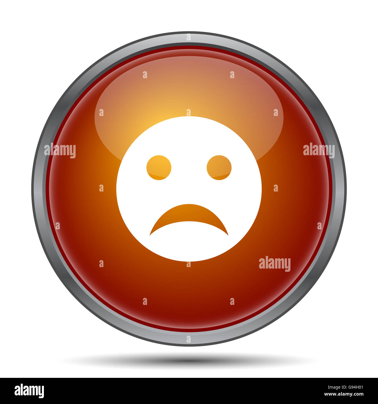 Sad smiley icon. Internet button on white background Stock Photo - Alamy