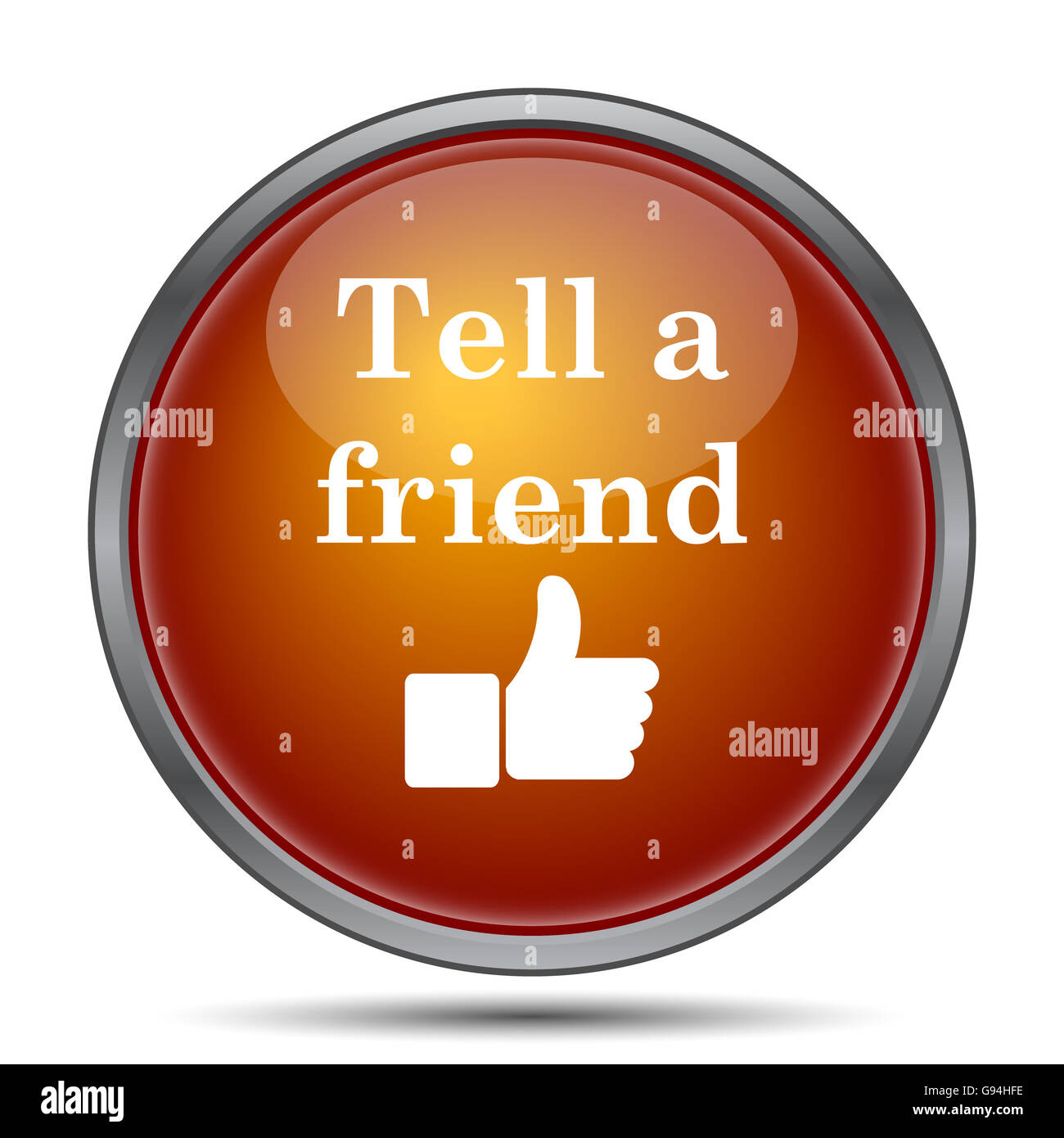 Tell a friend icon. Internet button on white background Stock Photo - Alamy