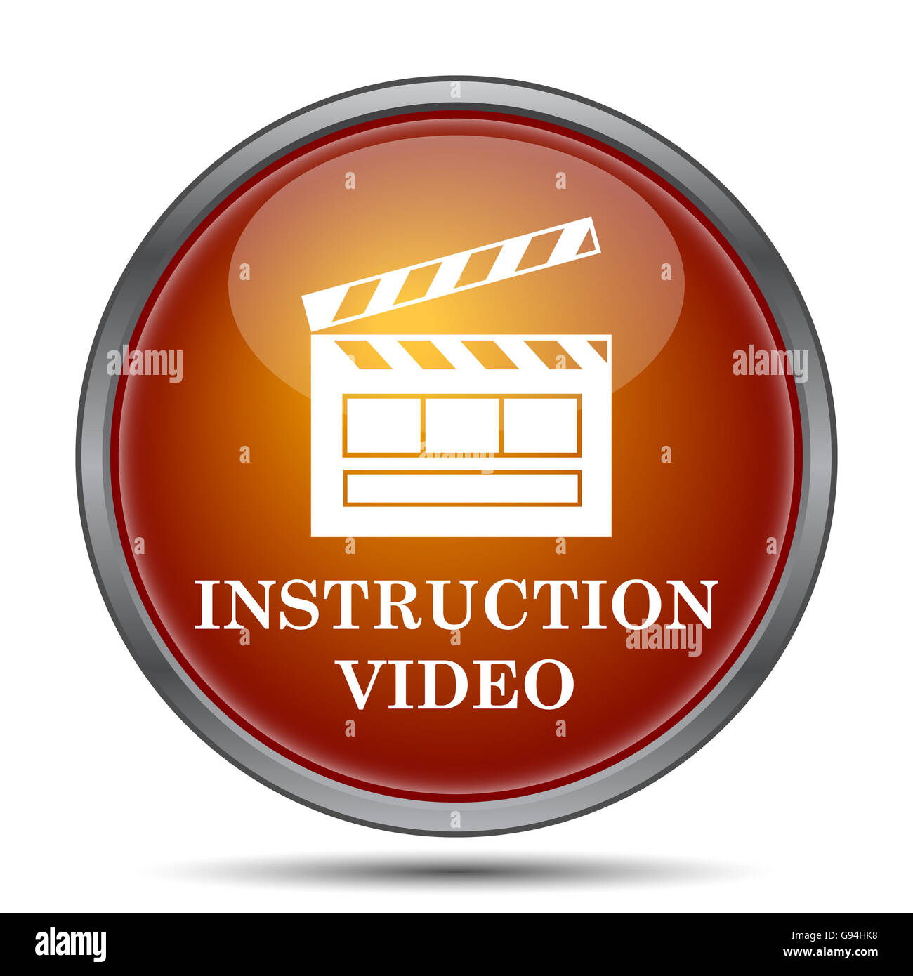 Instruction video icon. Internet button on white background Stock Photo ...