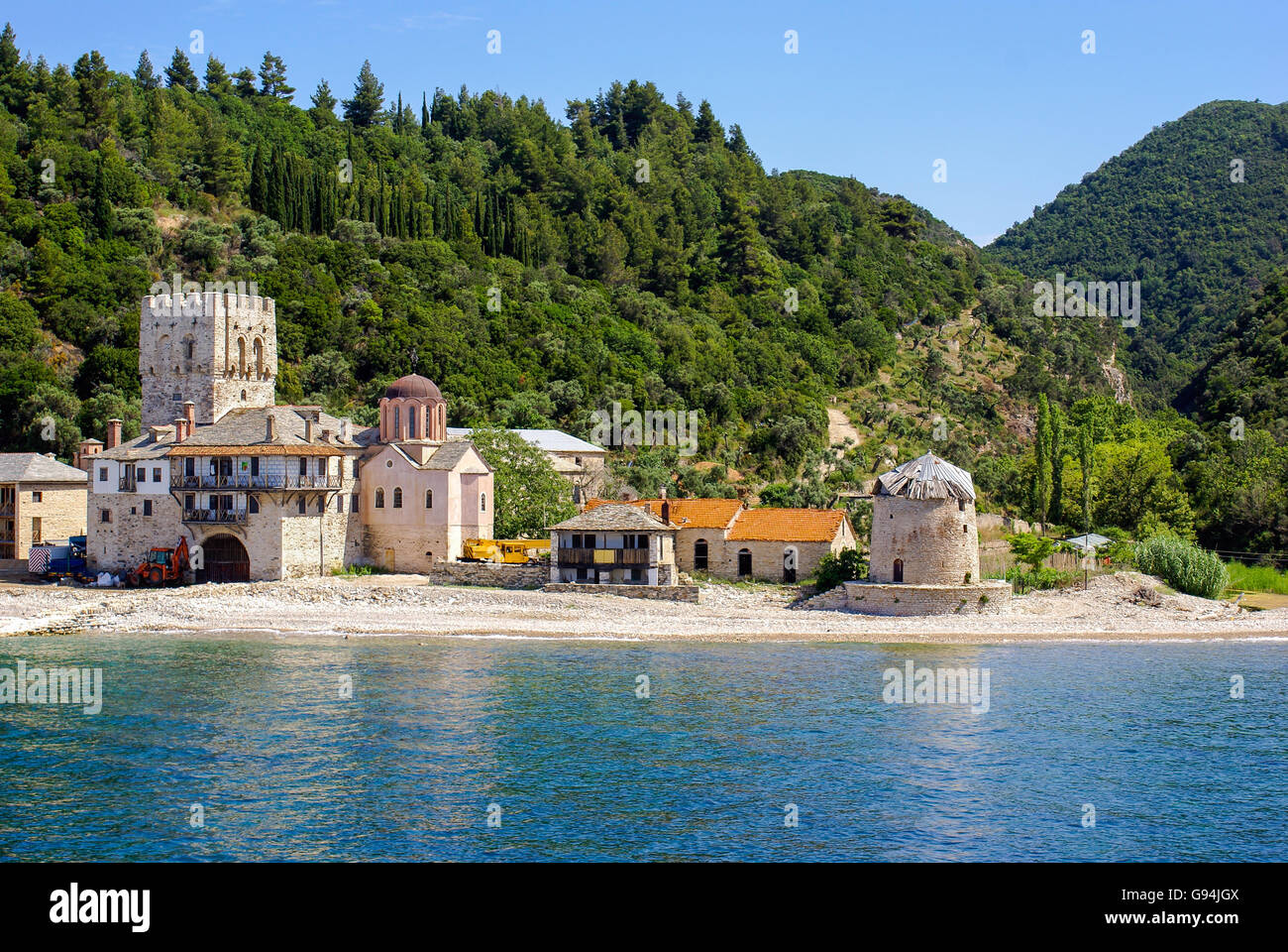 Monastery on Mount Athos, Chalkidiki, Greece Stock Photo