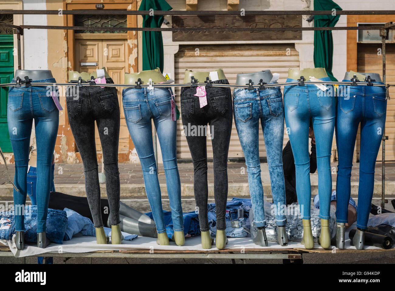 Marsaxlokk, Malta - May 8, 2016: On the waterfront in Marsaxlokk Fishing port on the island Malta Stock Photo