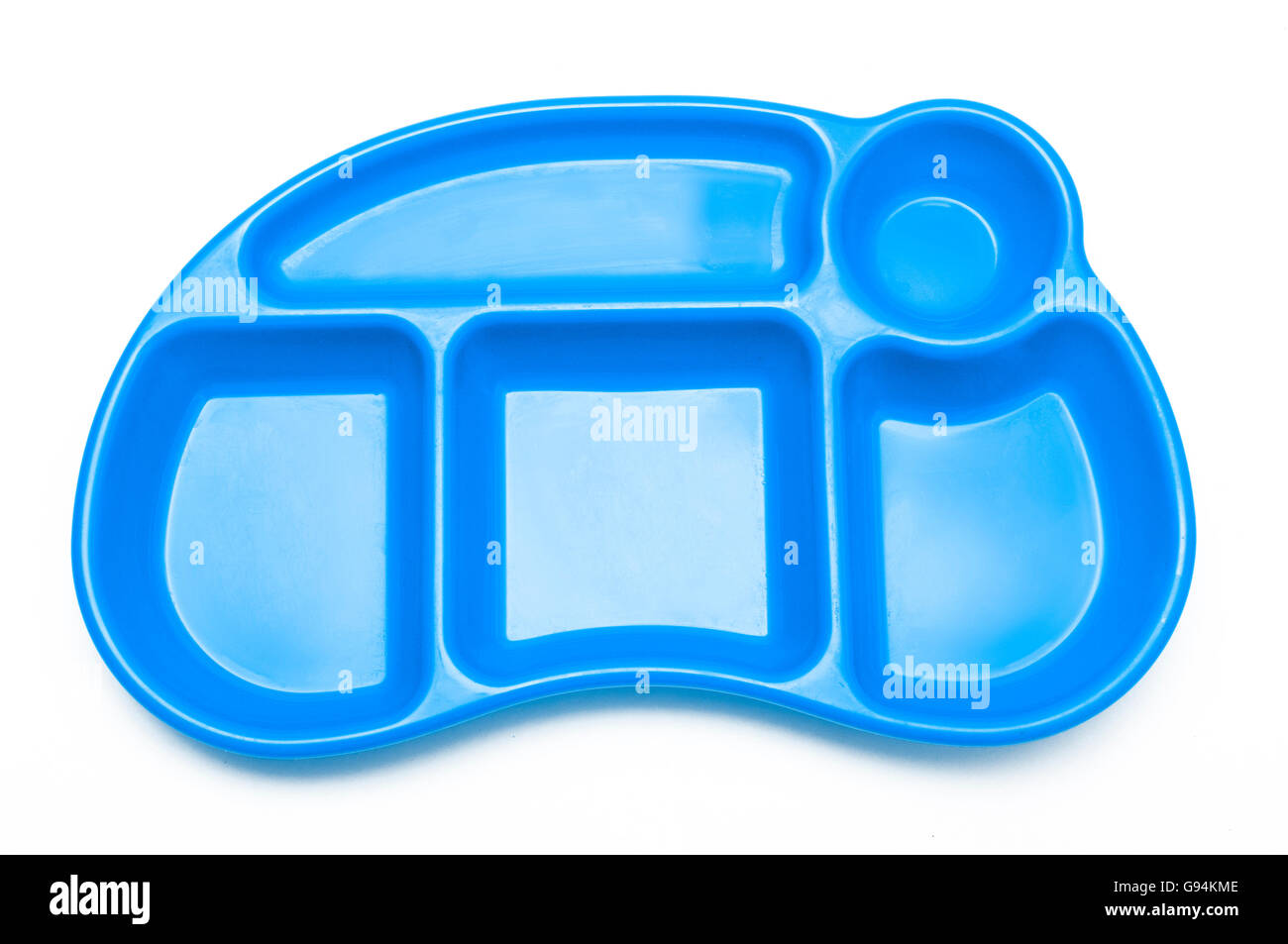 Blue Plastic Lunch Tray Isolated Stock Photo