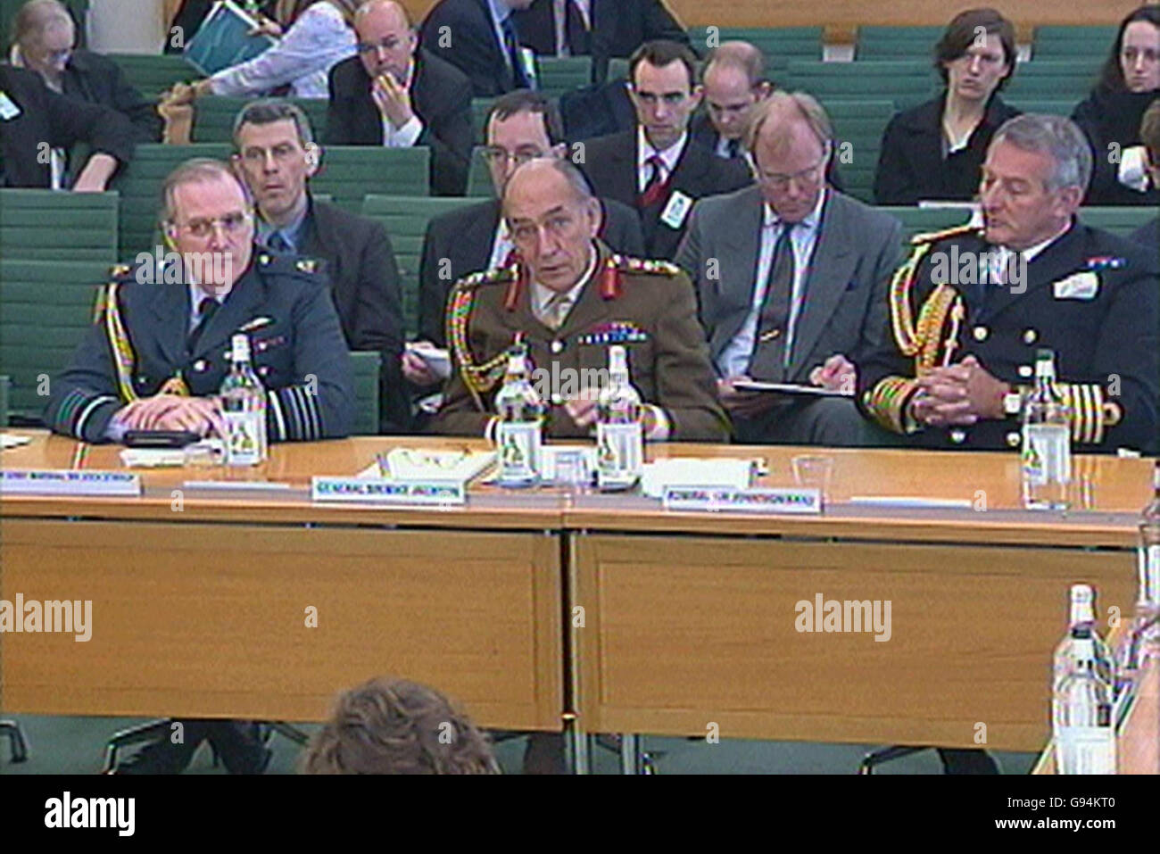 (L-R) Air Chief Marshal Sir Jock Stirrup GCB, Chief of the Air Staff, General Sir Mike Jackson GCB CBE and Chief of the General Staff and Admiral Sir Jonathan Band KCB, First Sea Lord and Chief of the Naval Staff at House of Commons Select Committee on the Armed Forces Bill, London, Thursday February 9, 2006. PRESS ASSOCIATION Photo. Photo credit should read: PA Stock Photo
