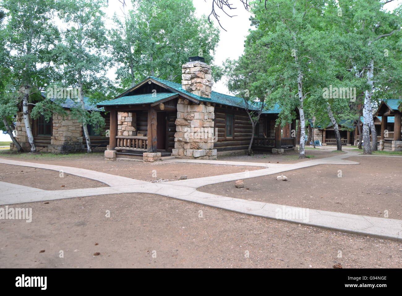 A stone log cabin in the mountains of Arizona Stock Photo - Alamy