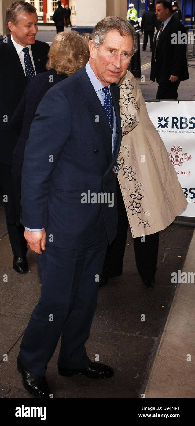 The Prince of Wales and the Duchess of Cornwall (behind the Prince) arrive at the Theatre Royal Drury Lane, for a Princes's Trust awards ceremony, Monday February 20, 2006. The royal couple are attending the Celebrate Success event at the Theatre Royal in London recognising young people who have overcome adversity. It is the first event in a year of celebrations to commemorate 30 years of the Prince's Trust, a charity which aims to help young people through training and support. See PA Story ROYAL Trust. PRESS ASSOCIATION Photo. Photo credit should read: John Stillwell/PA. Stock Photo