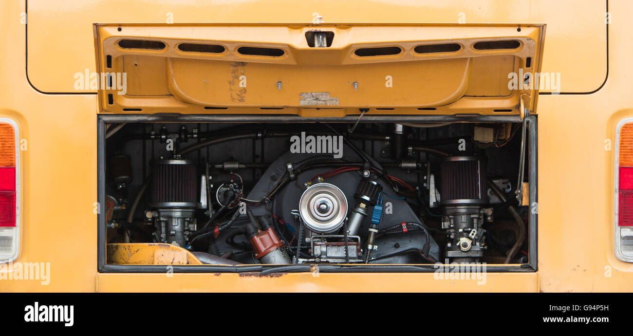Vintage rv campervan engine close up, selective focus Stock Photo Alamy