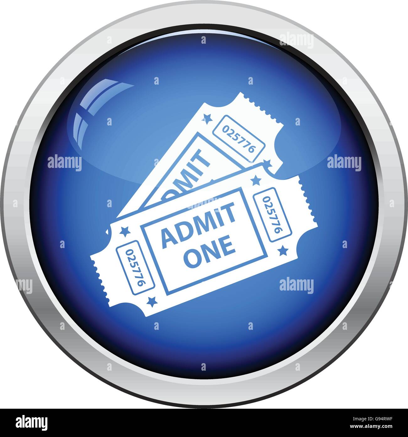 Cinema tickets icon. Glossy button design. Vector illustration Stock ...